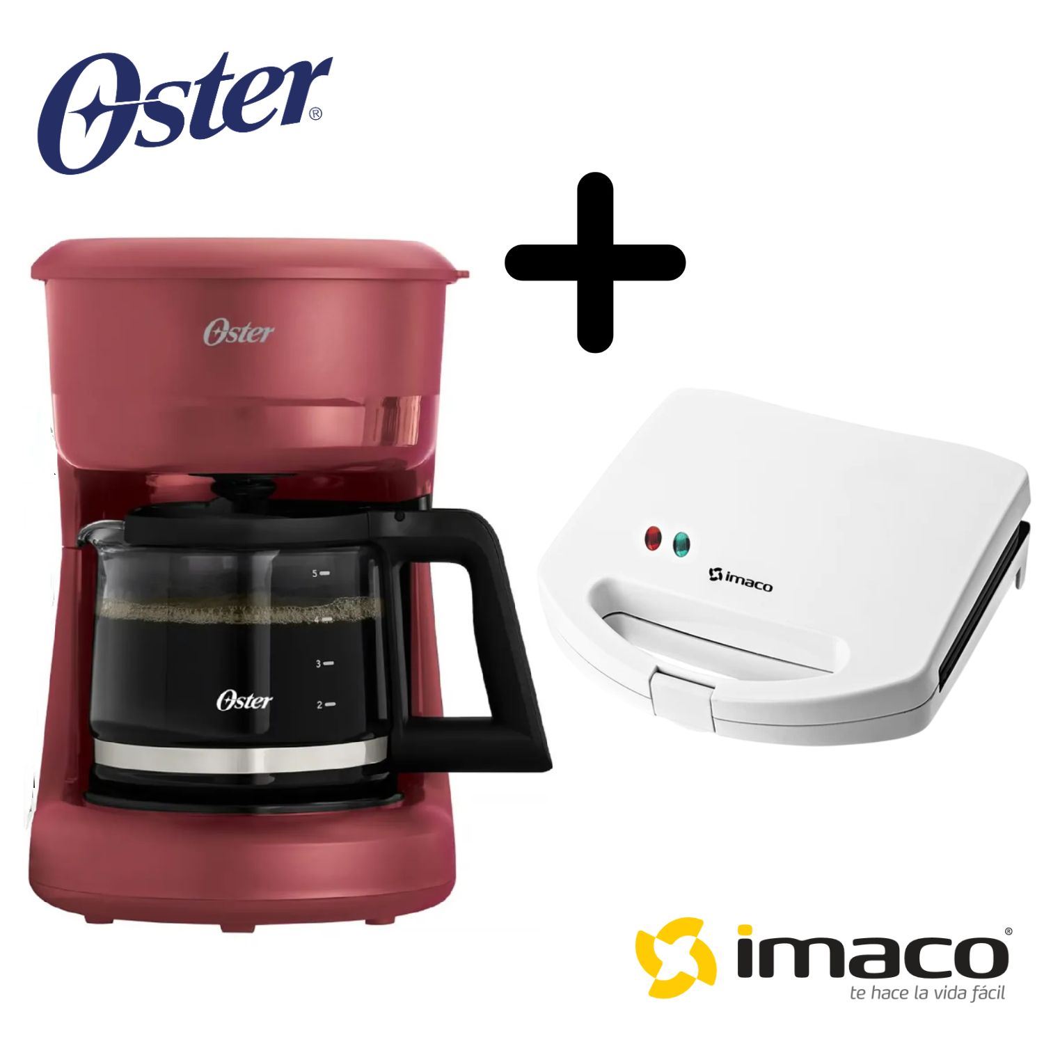 Combo Cafetera Oster 5 tzas BVSTDCS51R + Sandwichera Ist 101