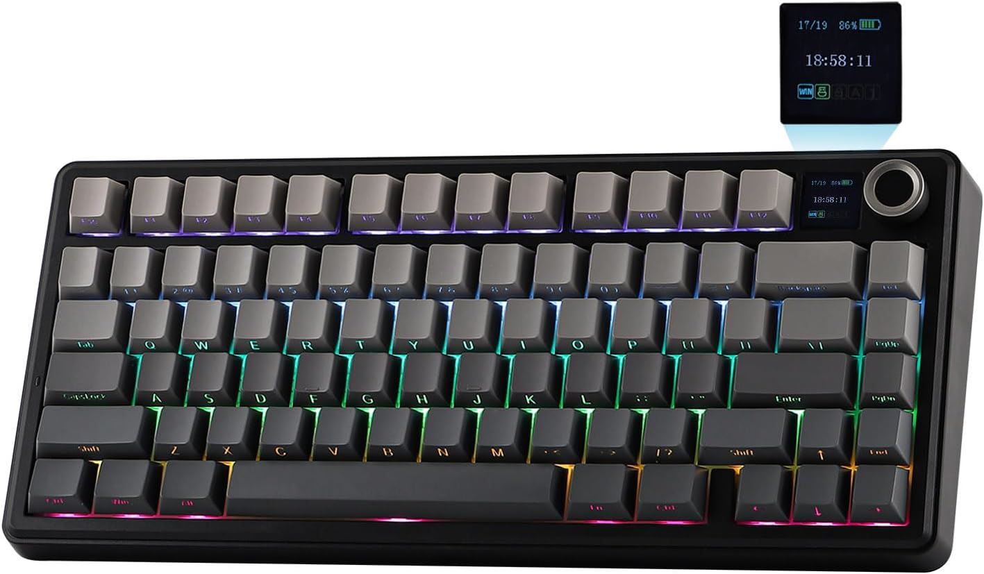 EPOMAKER X Aula F75 MAX - Teclado mecánico gamer inalámbrico 75% con pantalla TFT y perilla con RGB