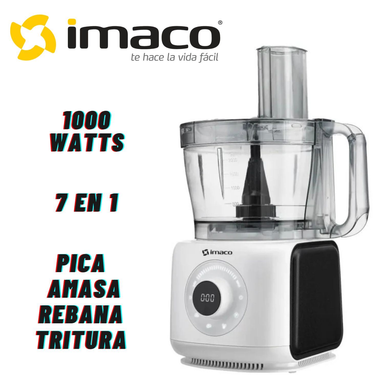 Procesador de Alimentos IMACO FP416A 1000 watts 7 opciones 1 Blanco