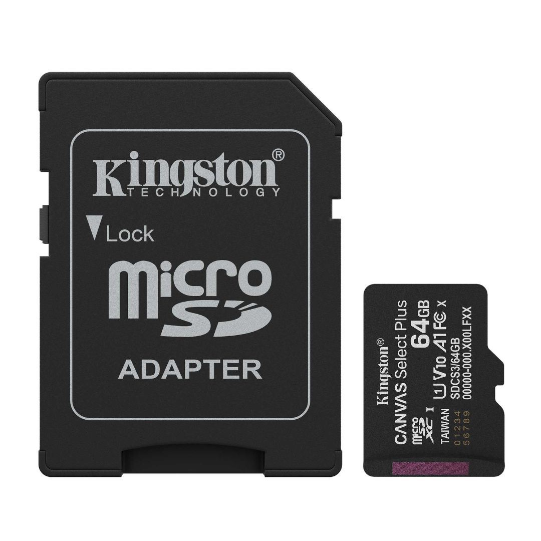 Tarjeta MicroSD 64GB Kingston Clase 10 UHS-I A1 para Cámaras, Celulares y Video Full HD