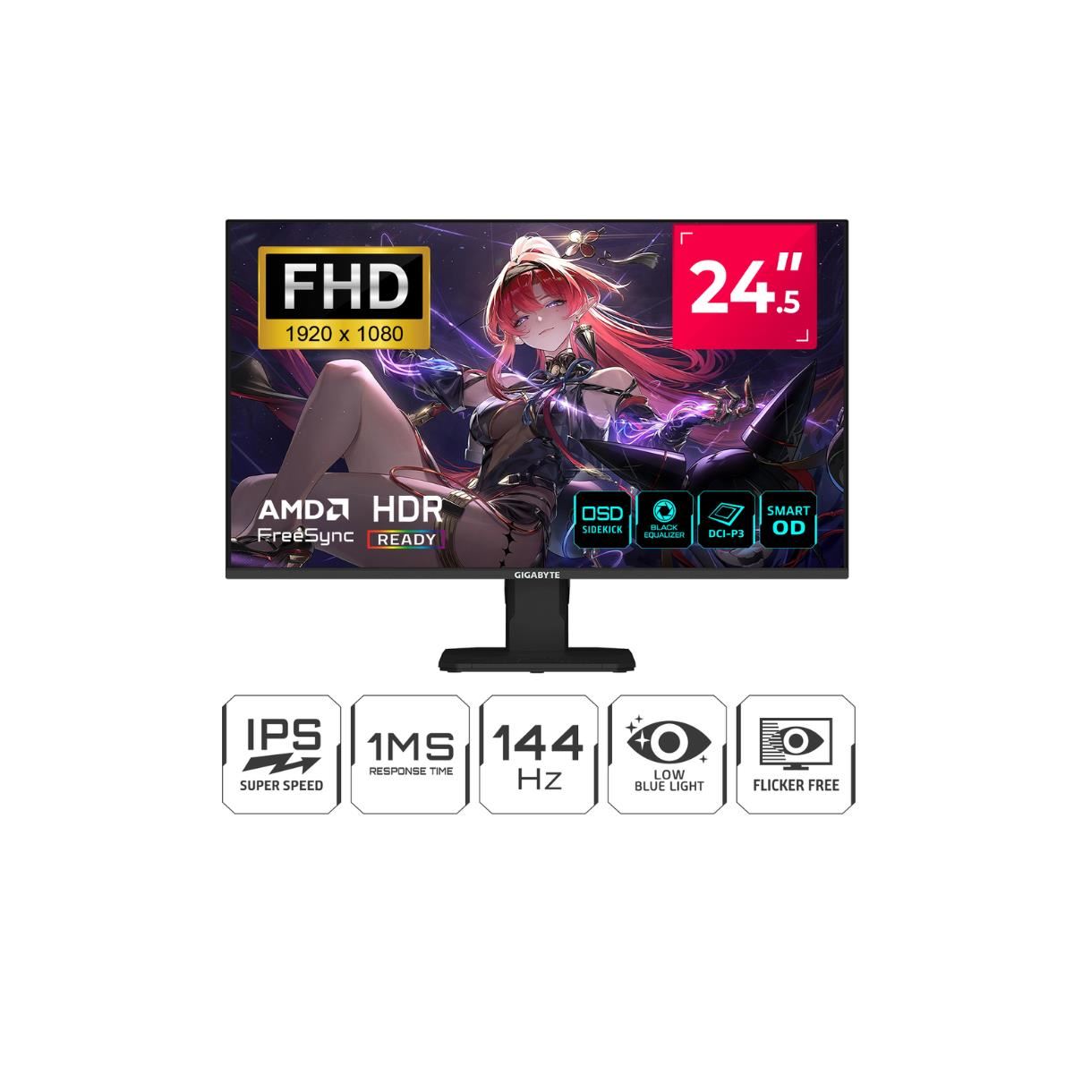 MONITOR GAMER GIGABYTE GS25F14 24.5" FHD IPS1920 x 1080 HDMI