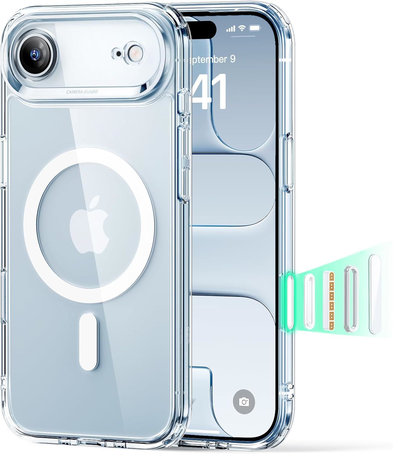 ESR Funda Transparente para iPhone 17 Air con MagSafe | Protección Militar Antigolpes y Control de Cámara Integrado