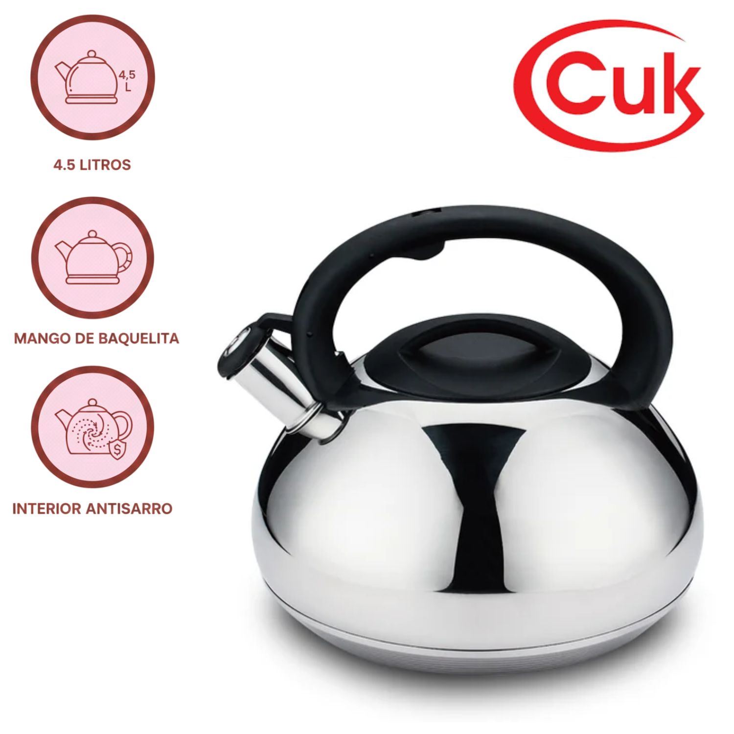 Tetera CUK Killa de Acero 4.5 Litros Tapa con silbato