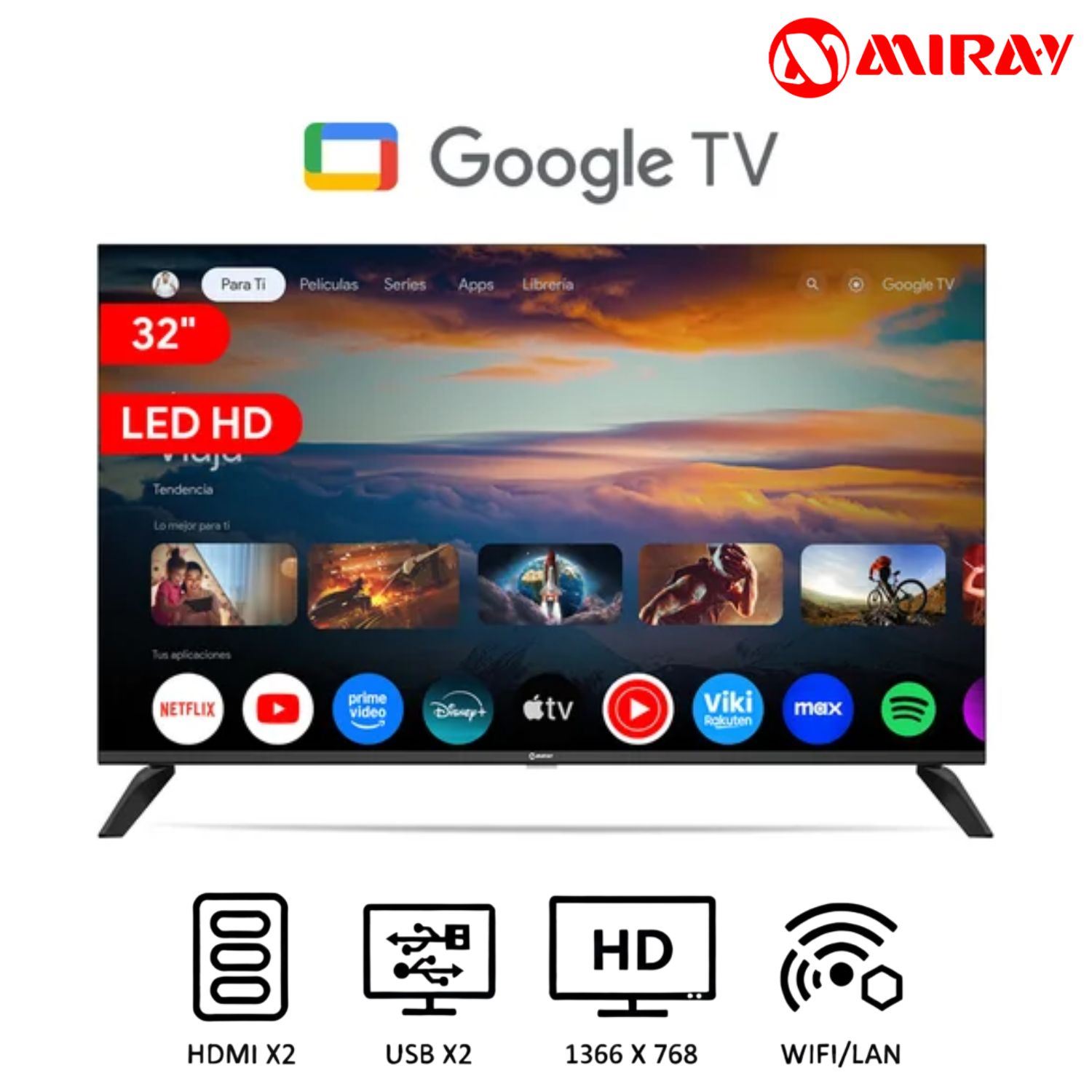 Televisor Miray MS32 E2000GBT Google TV LED HD 32"
