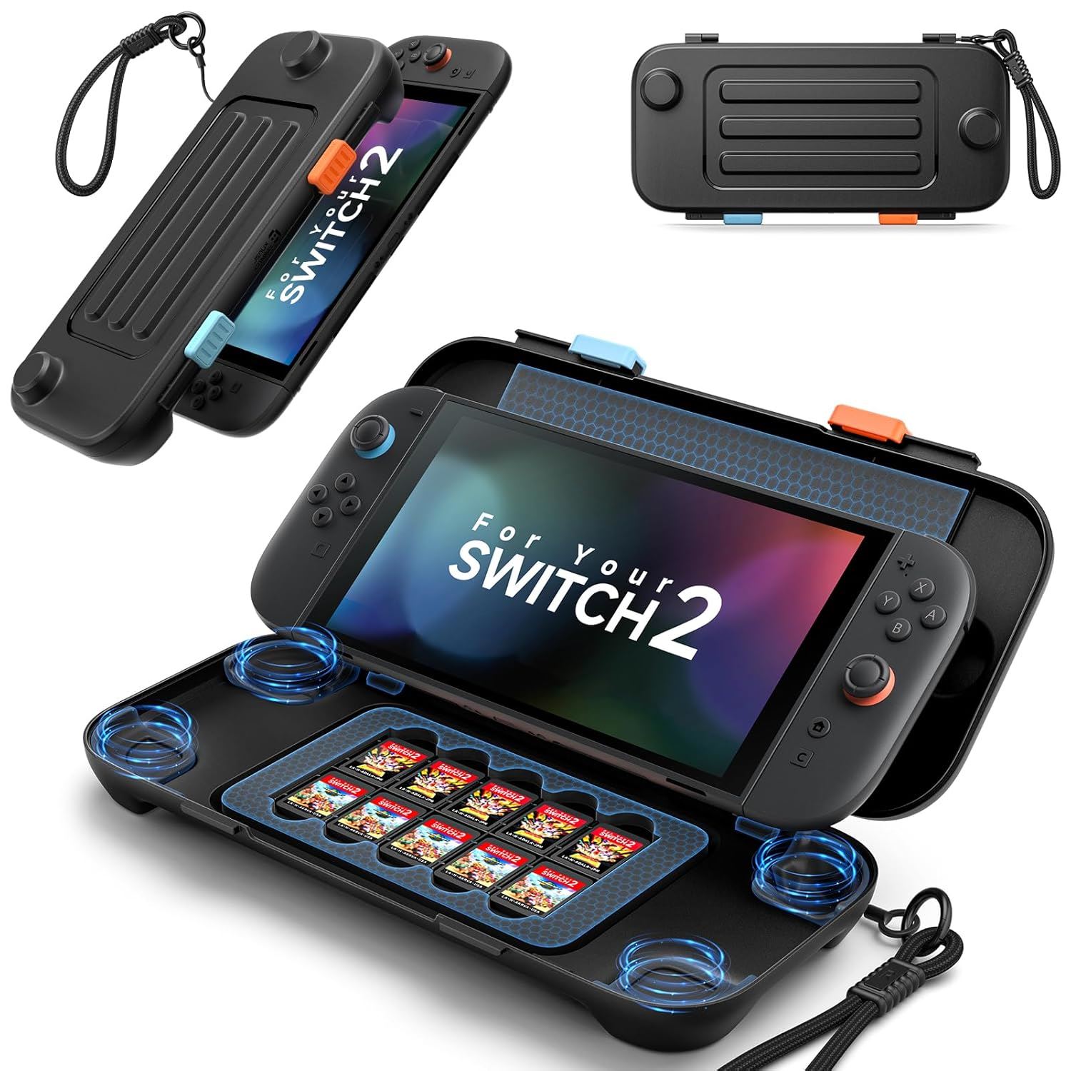 JSAUX Estuche Rígido Nintendo Switch 2 2025 Protector Portátil Ranura para 10 Juegos PC0126 Negro