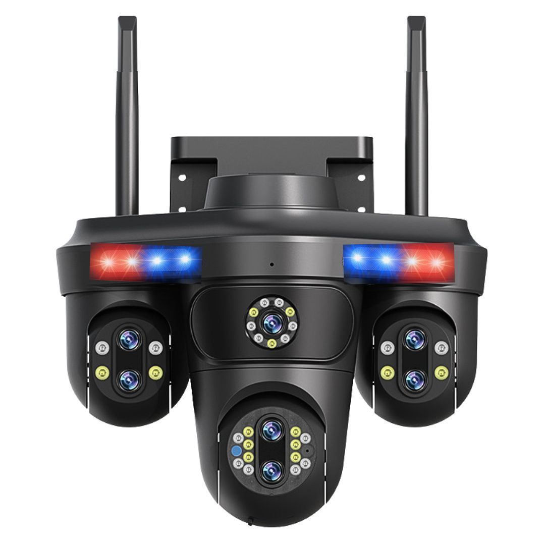 Cámara de Seguridad WiFi PTZ 360° Triple Lente UHD con Zoom Óptico 10x Visión Nocturna Audio Sirena