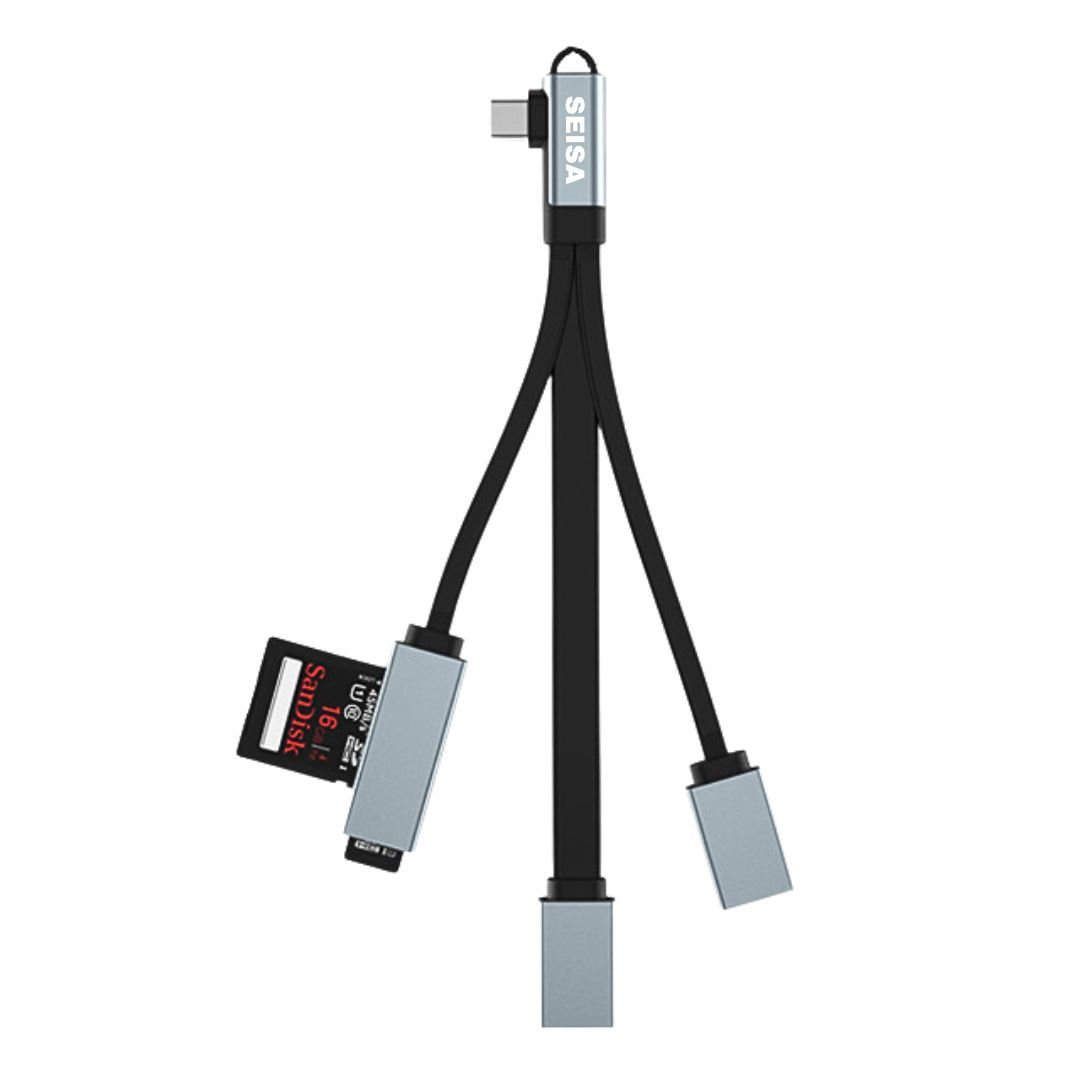 Adaptador Hub USB Tipo C 4 en 1 con USB 3.0, USB 2.0 y Lector SD/Micro SD para Celular y Laptop