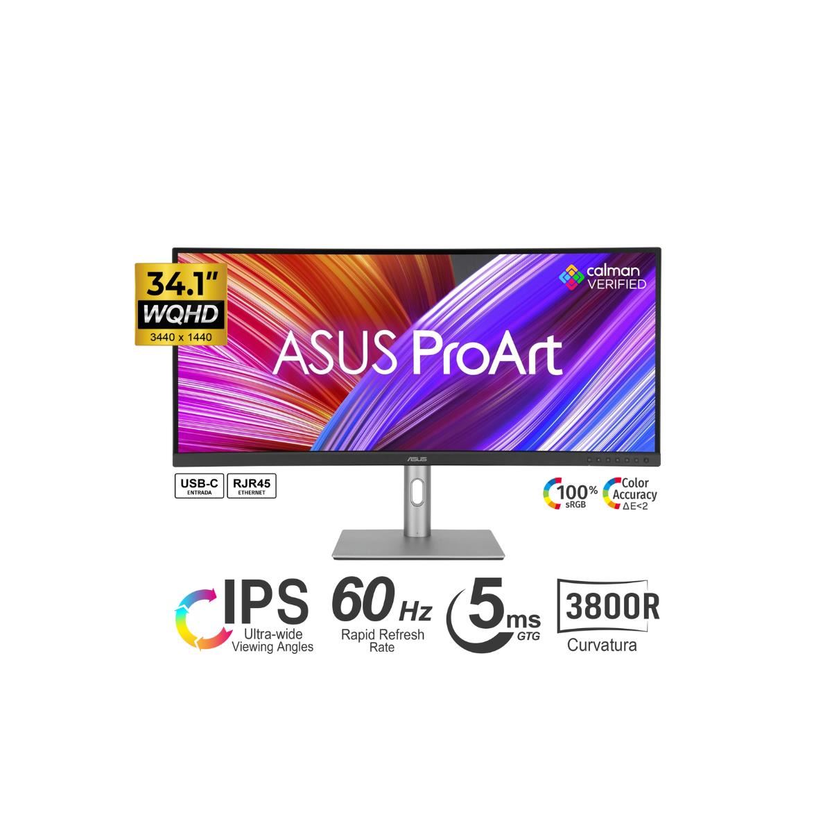 MONITOR ASUS PROART PA34VCNV CURVO IPS 3440×1440 DisplayPort HDMI WQHD 60Hz 5ms