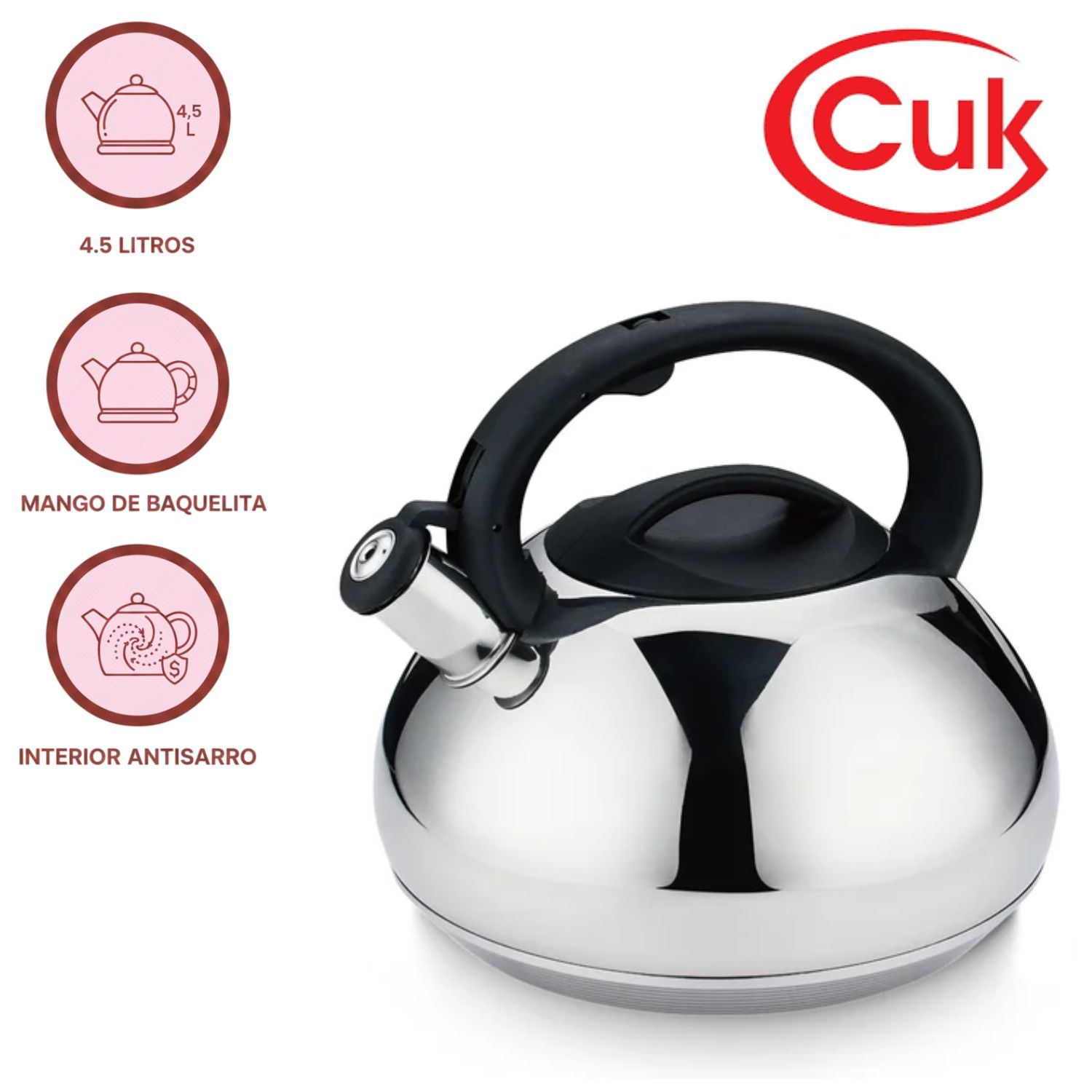 Tetera de Acero Killa 4,5 litros Tapa con silbato