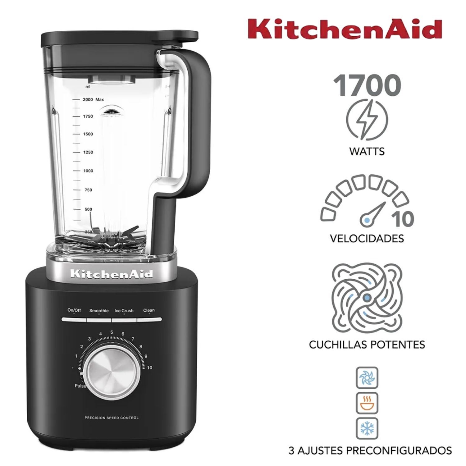 Licuadora Kitchenaid 1700 Watts Vaso 2 Litros 03 programas preestablecidos
