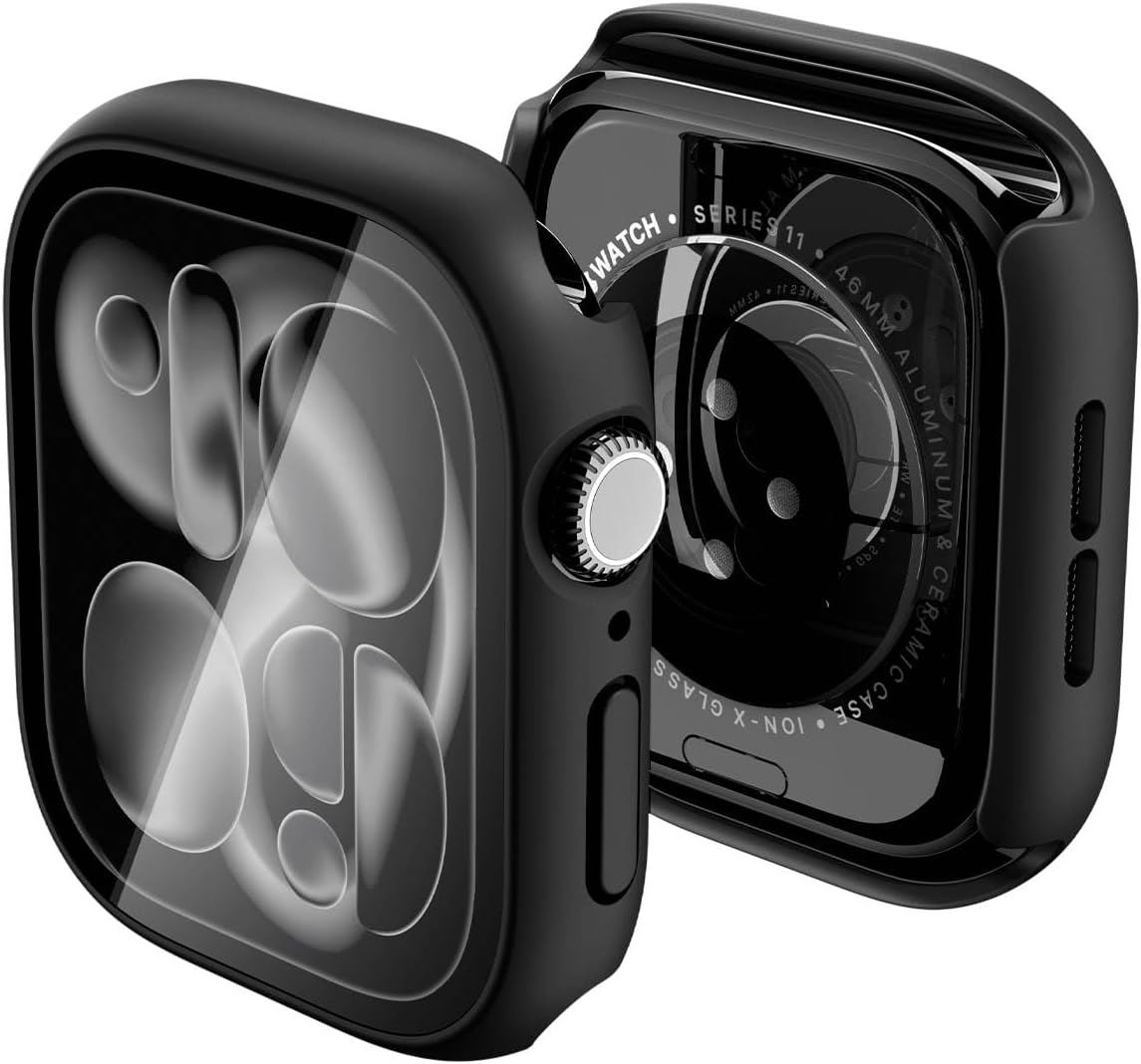Spigen Funda 360° con Vidrio Templado para Apple Watch Series 11/10 46mm Negra