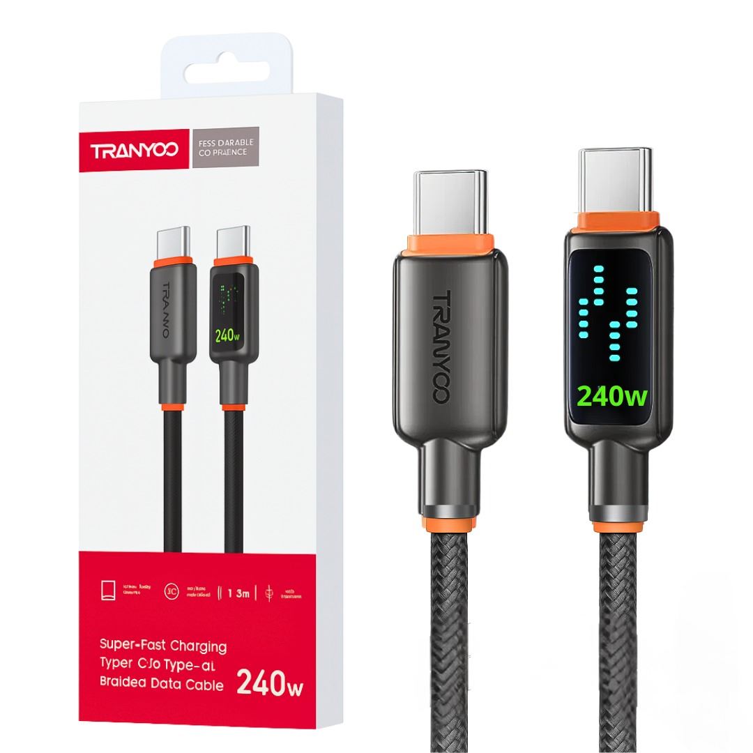 Cable USB-C a USB-C 240W con LED Dinámico y Chip E-Marker 1.2 m