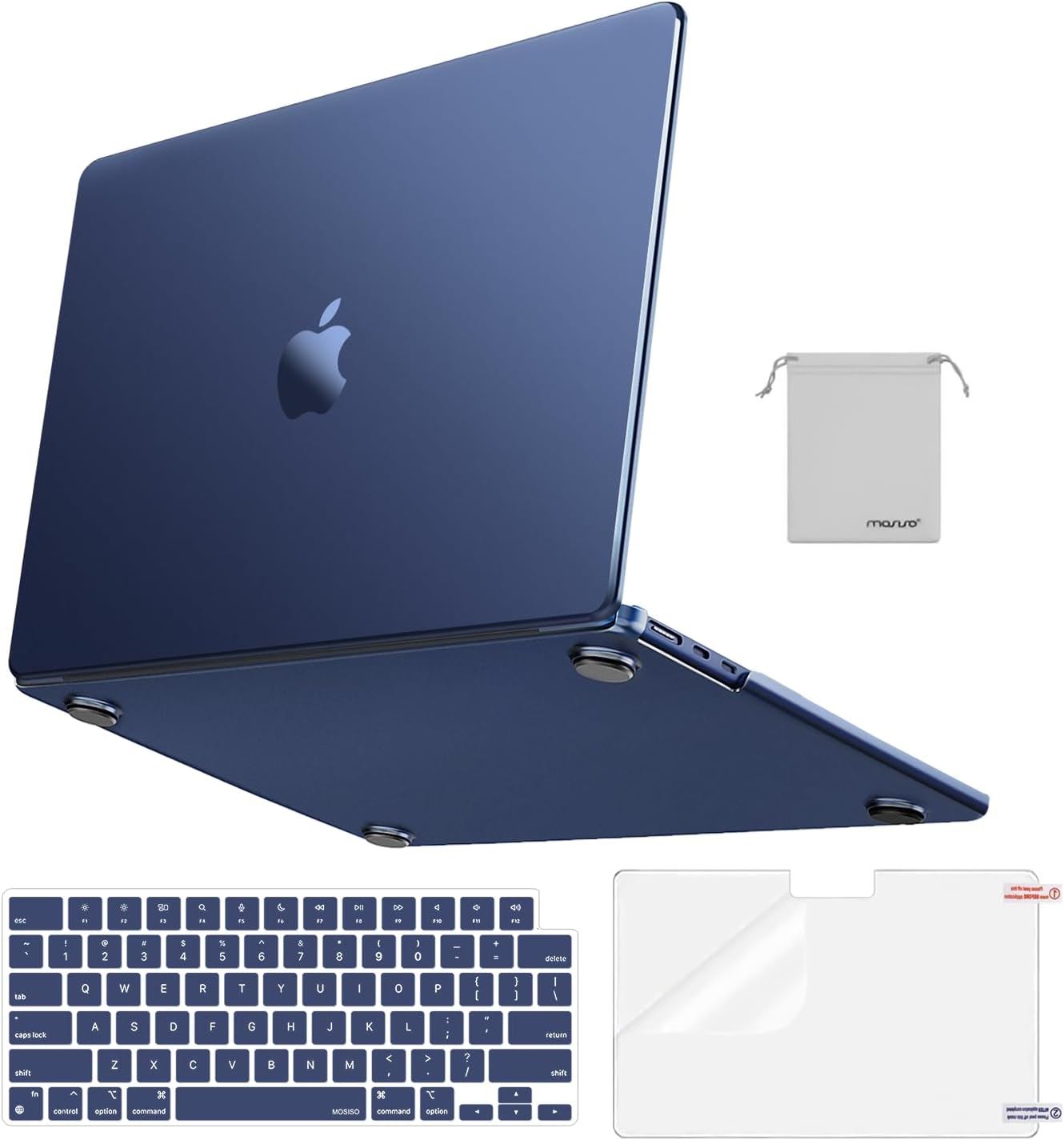 Funda MOSISO MacBook Air 15 M5/M4/M3/M2 carcasa dura mate Kit 4 en 1 Azul Medianoche