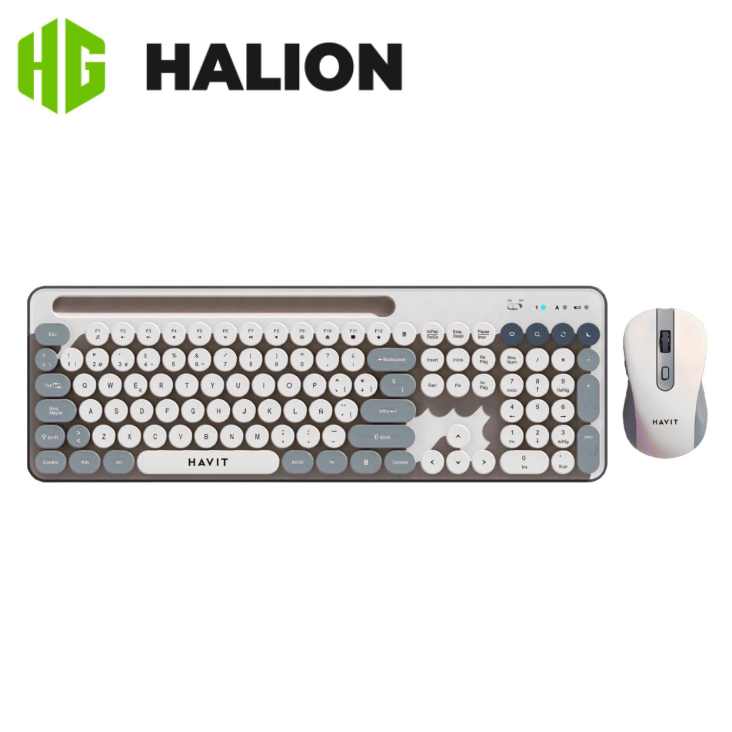 KIT TECLADO Y MOUSE INALAMBRICO HAVIT KB832GCM GRIS