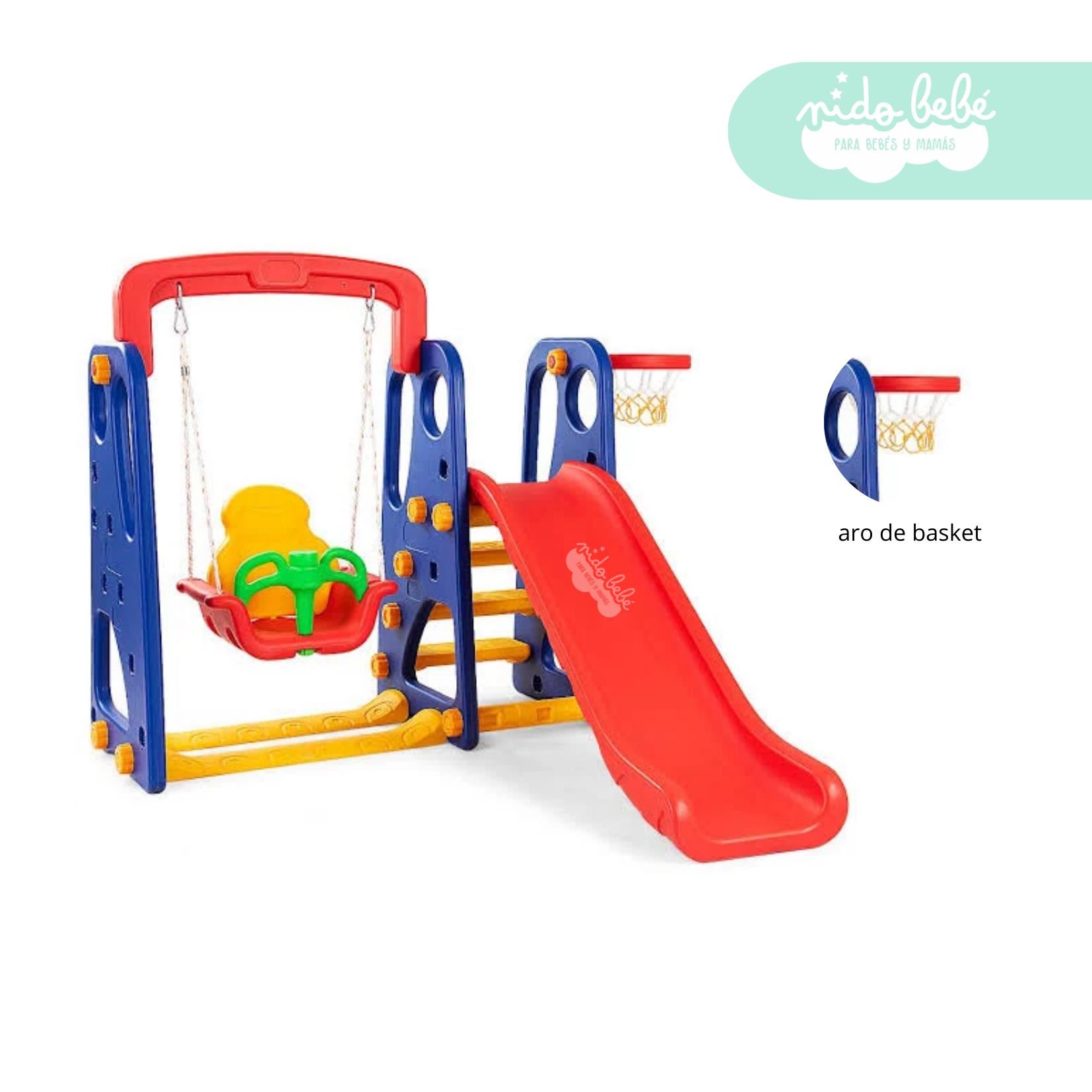 Tobogan y columpio para niños Multicolor 4 en 1