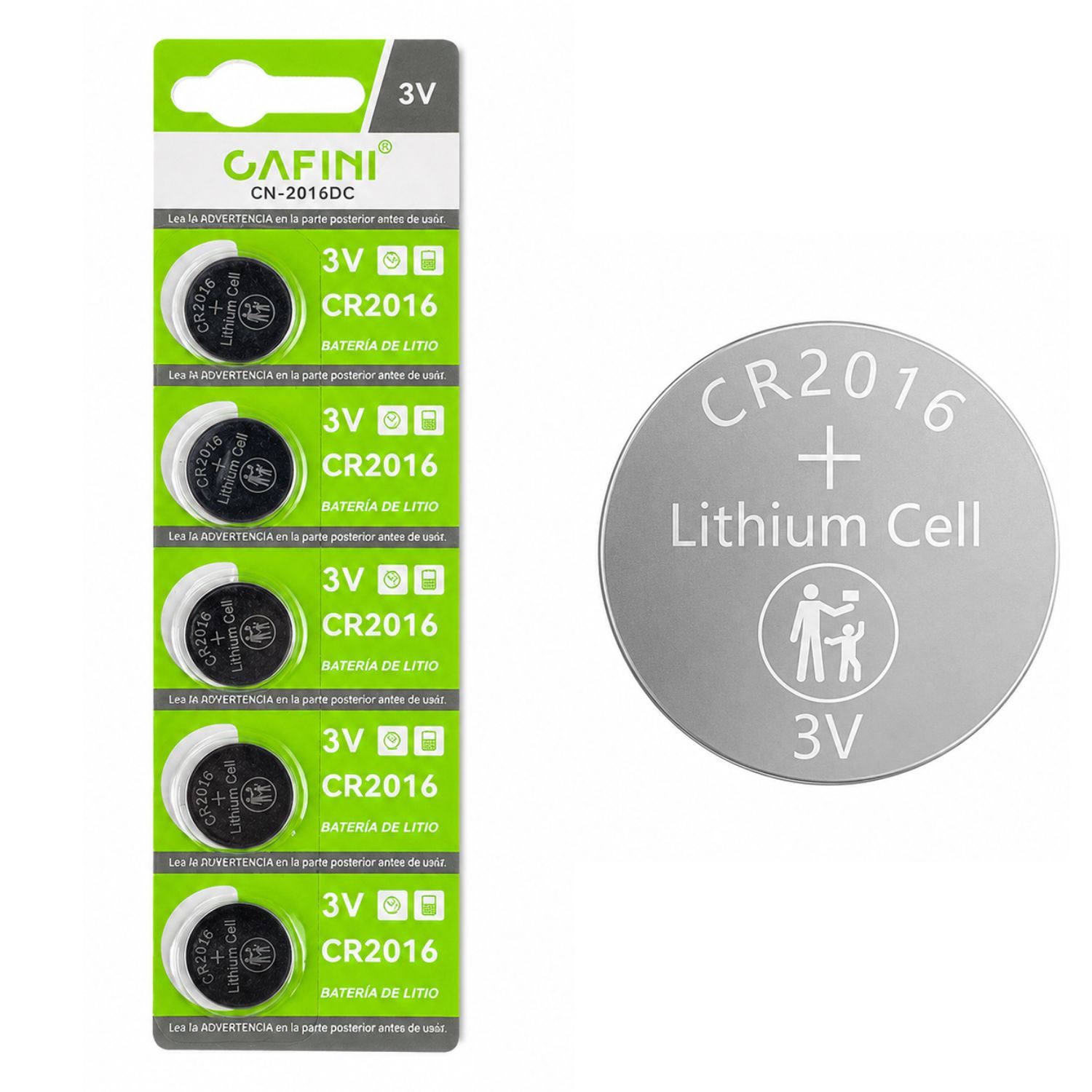 Pila Botón CR2016 3V Litio 75mAh Pack x5 Para Dispositivos Electrónicos