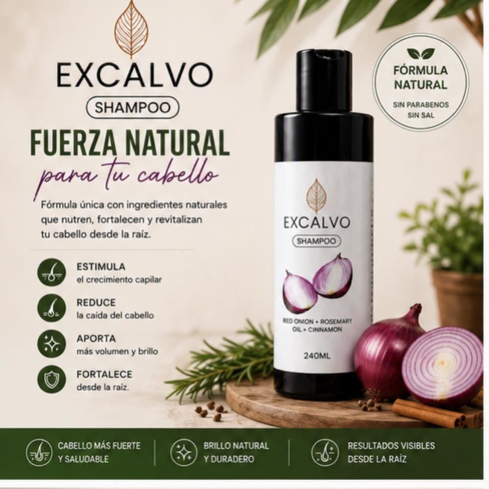 EXCALVO SHAMPOO ANTICAÍDA – FUERZA NATURAL PARA TU CABELLO