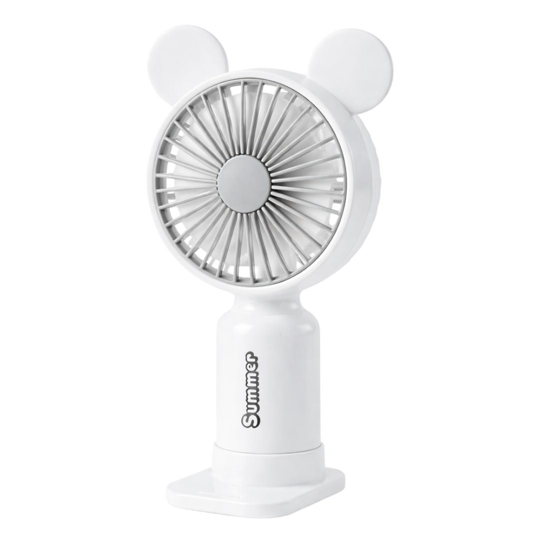 Ventilador de Mano Portátil USB Recargable con Luz LED y 2 Velocidades