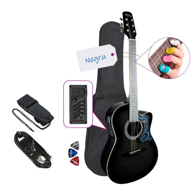 GUITARRA ELECTROACUSTICA METAL NEGRO