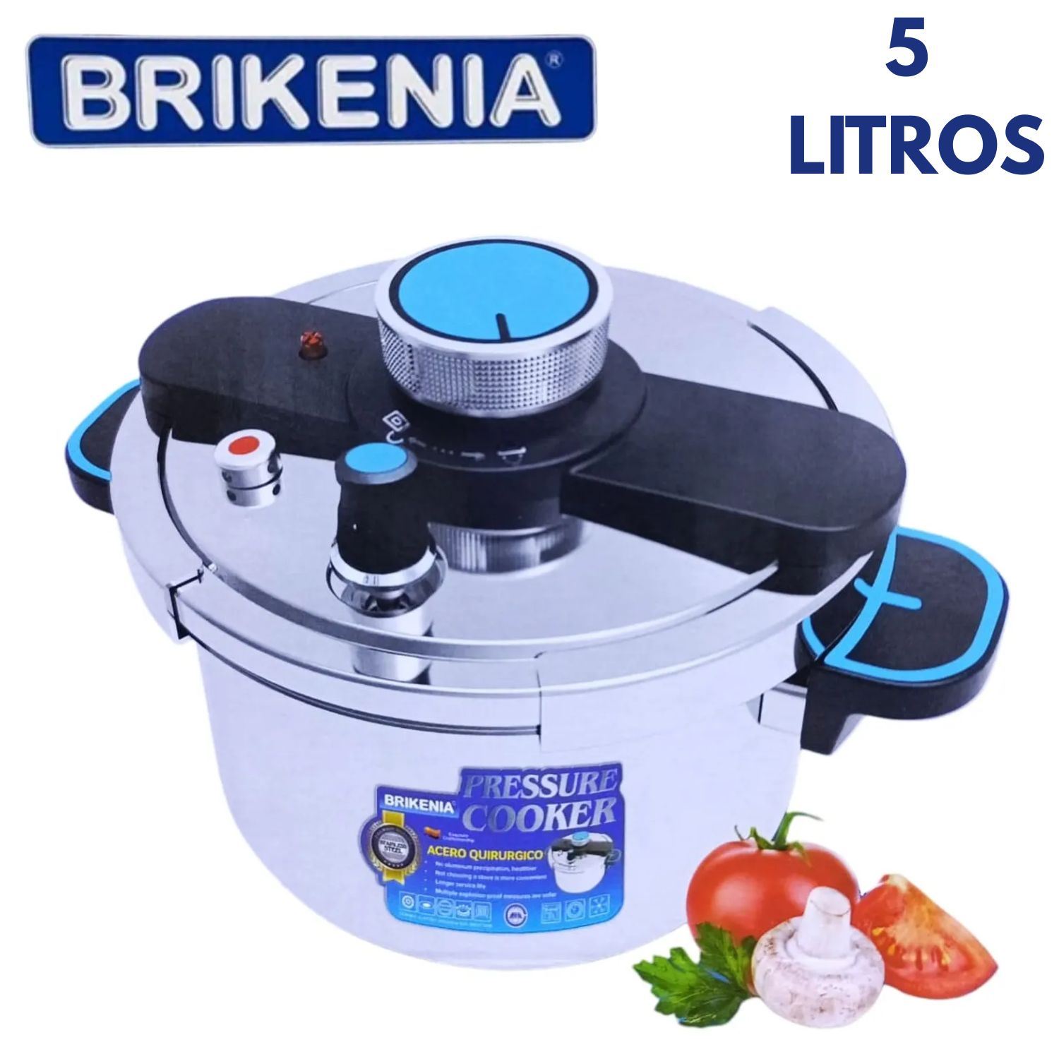 Olla De Presión Brikenia Bk k50l 5 Litros Acero Quirúrgico Nuevo Sistema