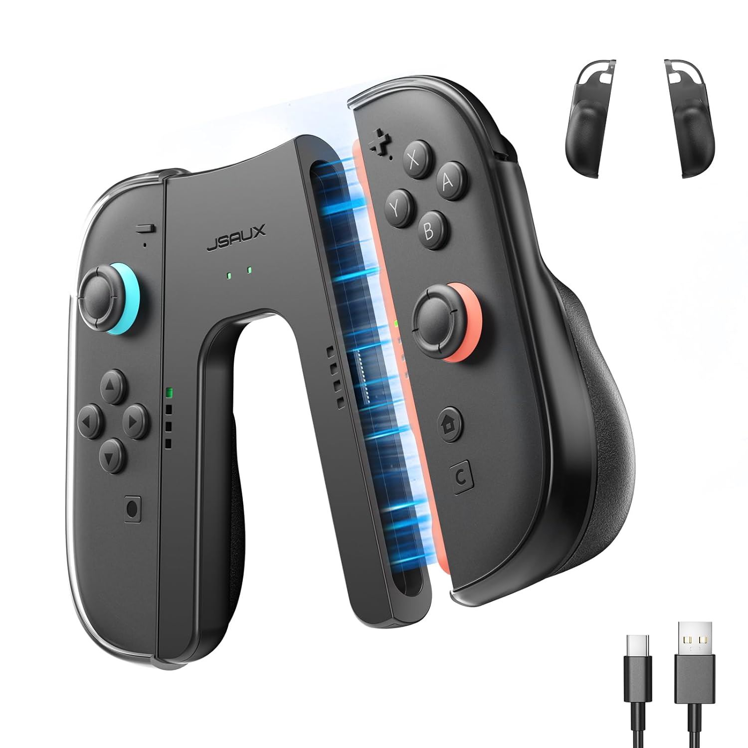 JSAUX Grip Ergonómico Con Carga Para Nintendo Switch 2 Compatible Joy-Con Magnético USB-C