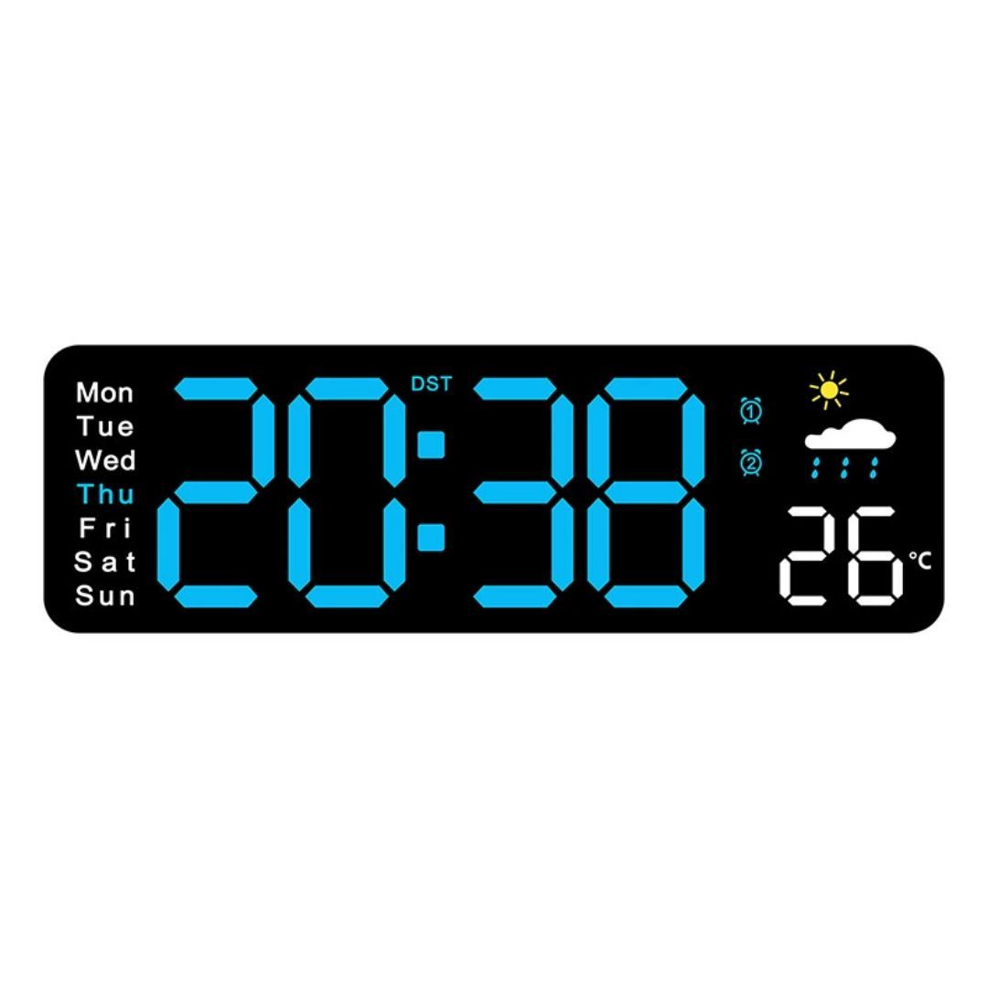Reloj Digital de Pared 28cm con Temperatura Humedad y Control Remoto