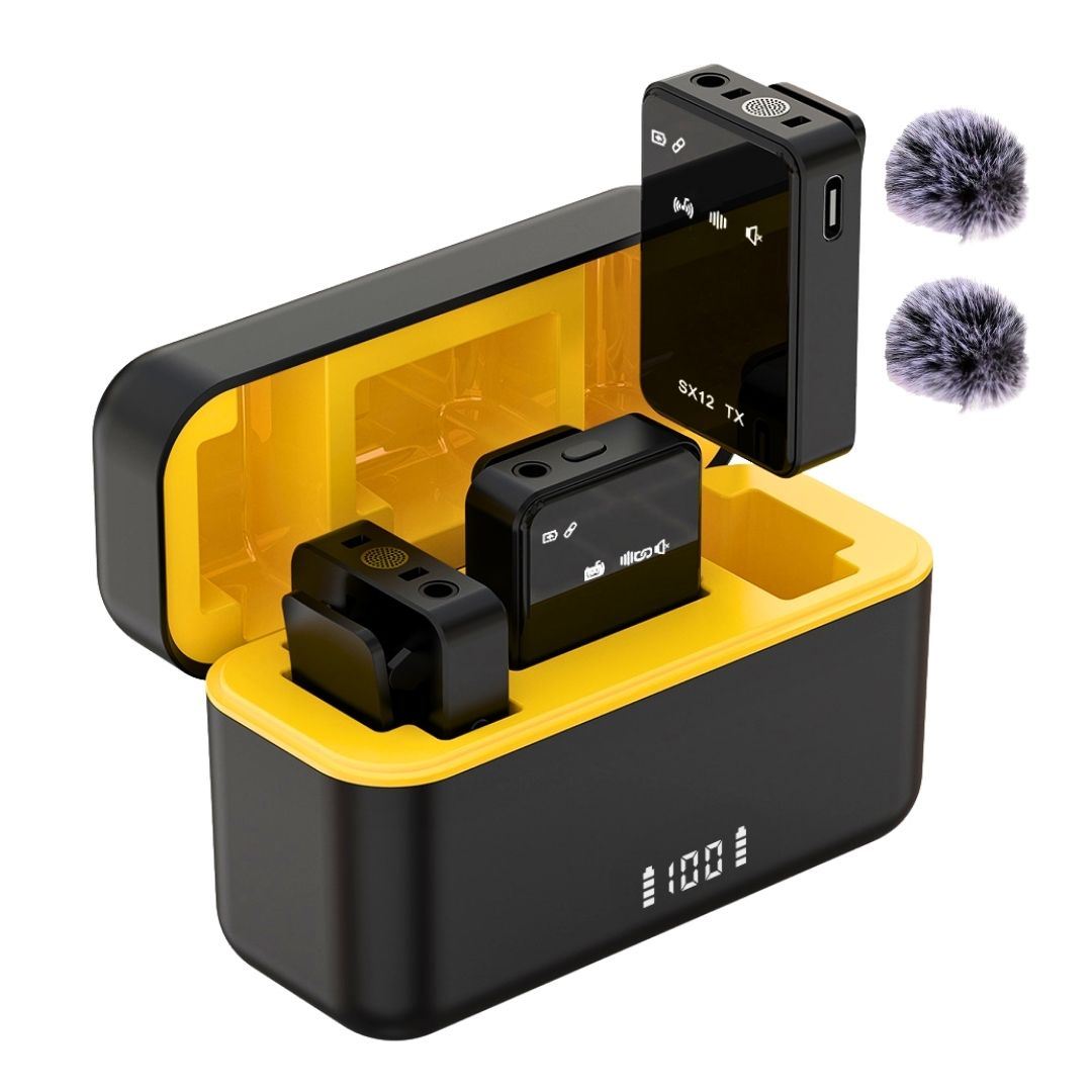 Micrófono Inalámbrico Tipo C SX12 con 2 Transmisores, Estuche de Carga