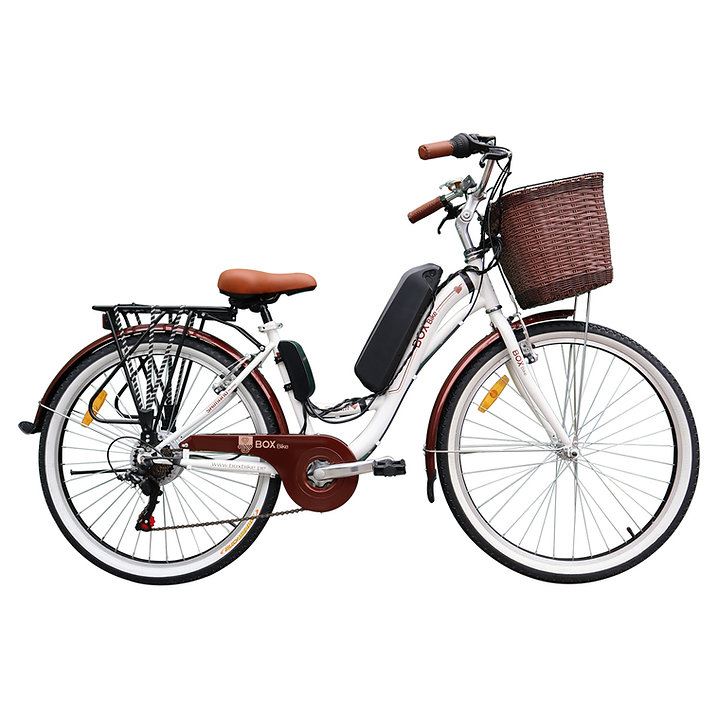 Bicicleta Eléctrica Vintage Aro 26 - Blanca