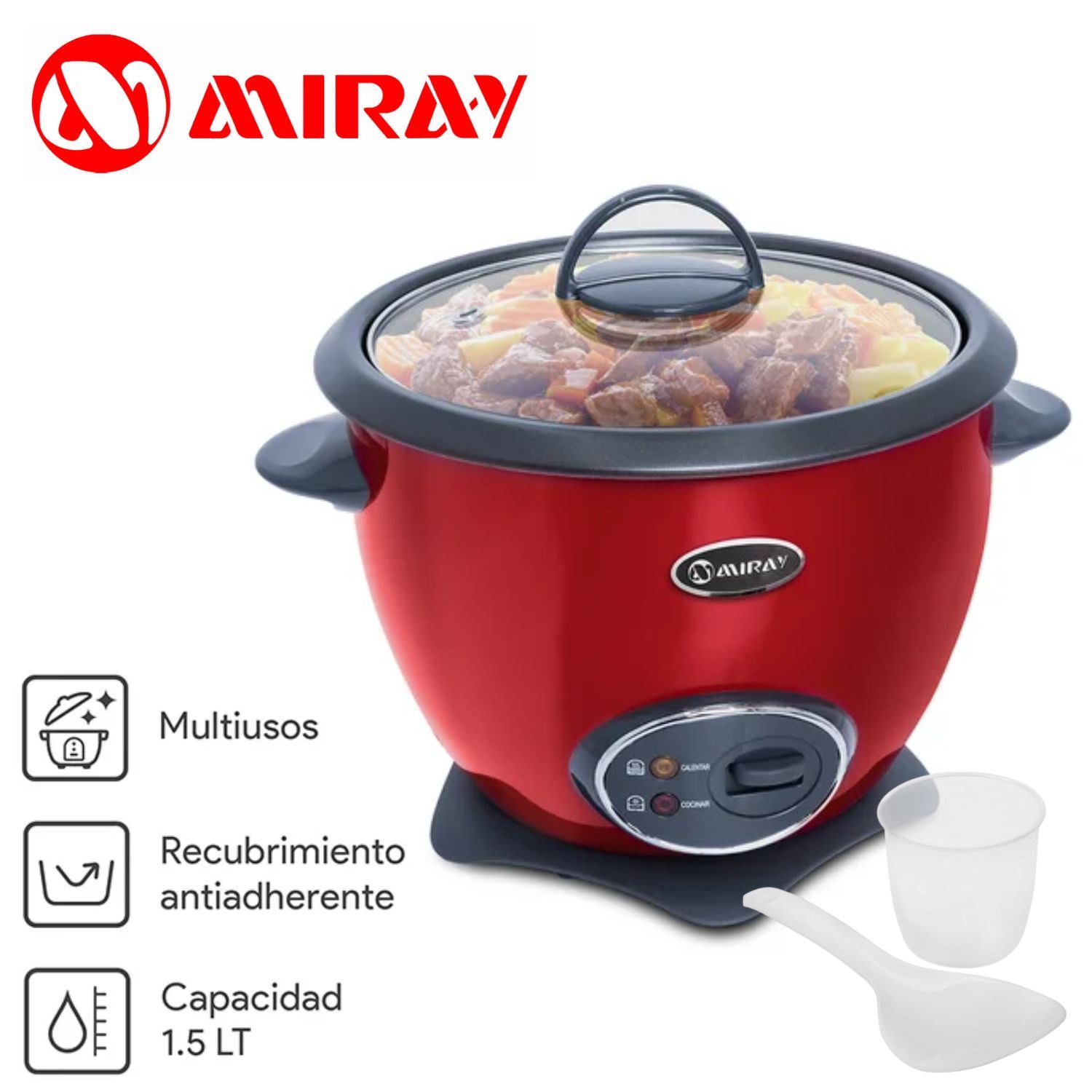 Olla Arrocera Miray OM-T337R Recubrimiento Antiadherente 1,2 kg Rojo