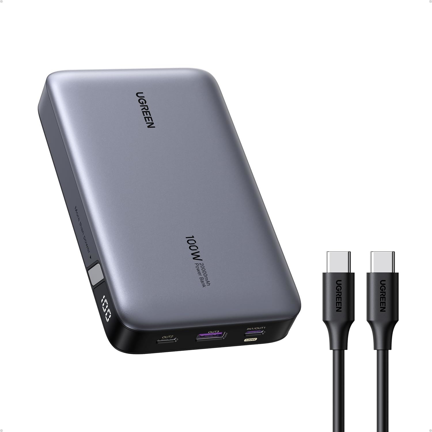 POWER BANK UGRENN 100W 20000 mha, carga laptops Tipo C, tablets, telf
