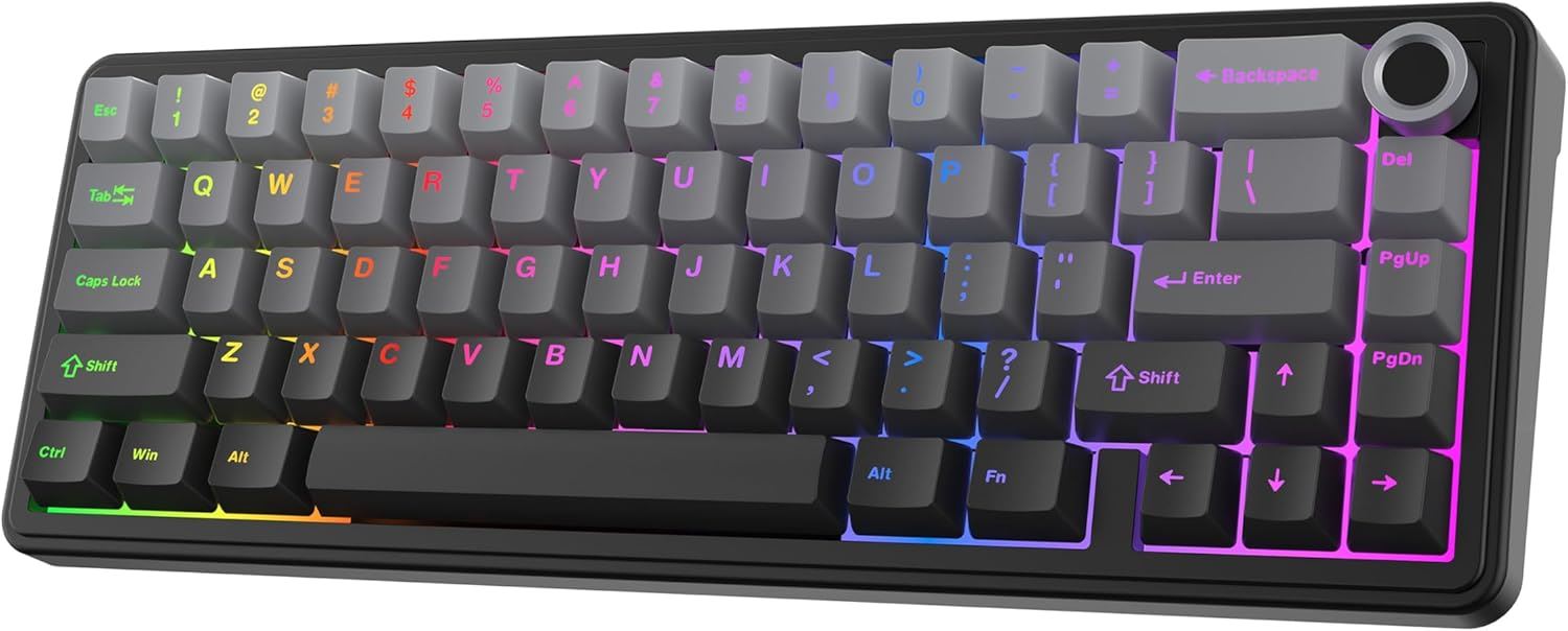EPOMAKER X Aula F65 PRO - Teclado mecánico inalámbrico para juegos con tecla PBT brillante, RGB - Gris Gradiente