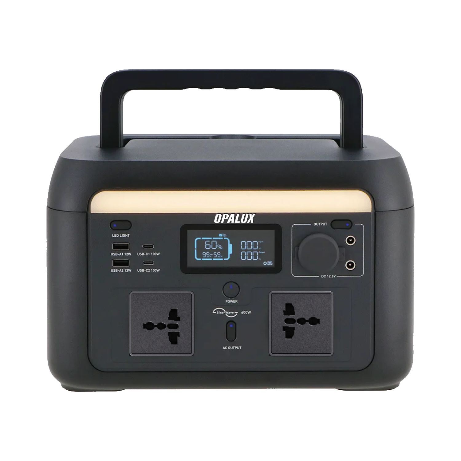 Estación de Energía Portátil 600W 512Wh con Onda Pura, Carga Solar, Auto y USB-C Rápido