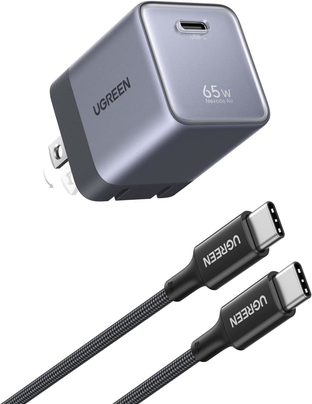 UGREEN Nexode Air 65W USB-C GaN con Cable 100W para Celulares, Tabletas y Laptops