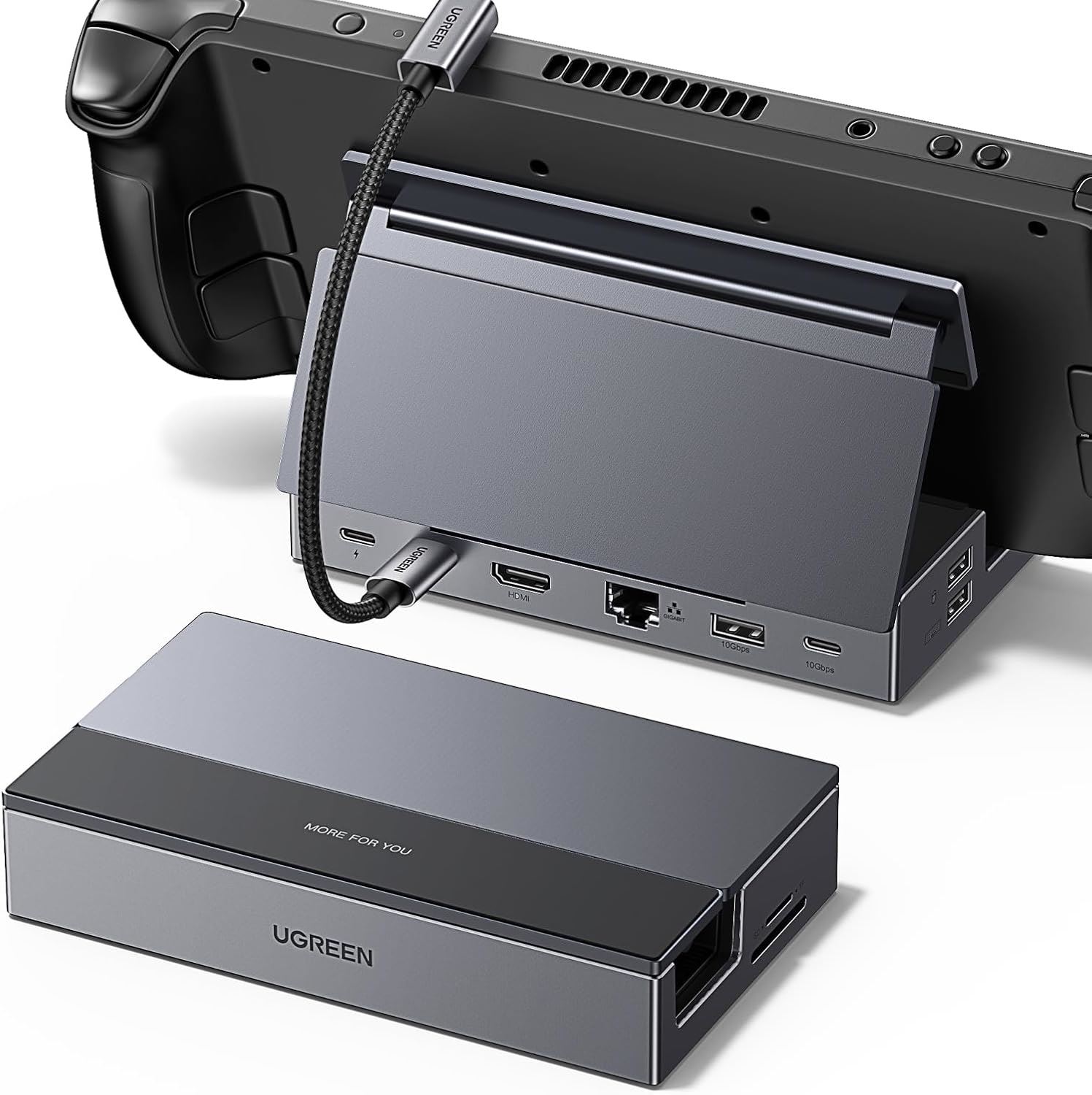 UGREEN Dock USB-C 9 en 1 para Steam Deck, HDMI 4K 60Hz, Ethernet Gigabit, PD 100W, USB 3.2 10Gbps, SD/TF