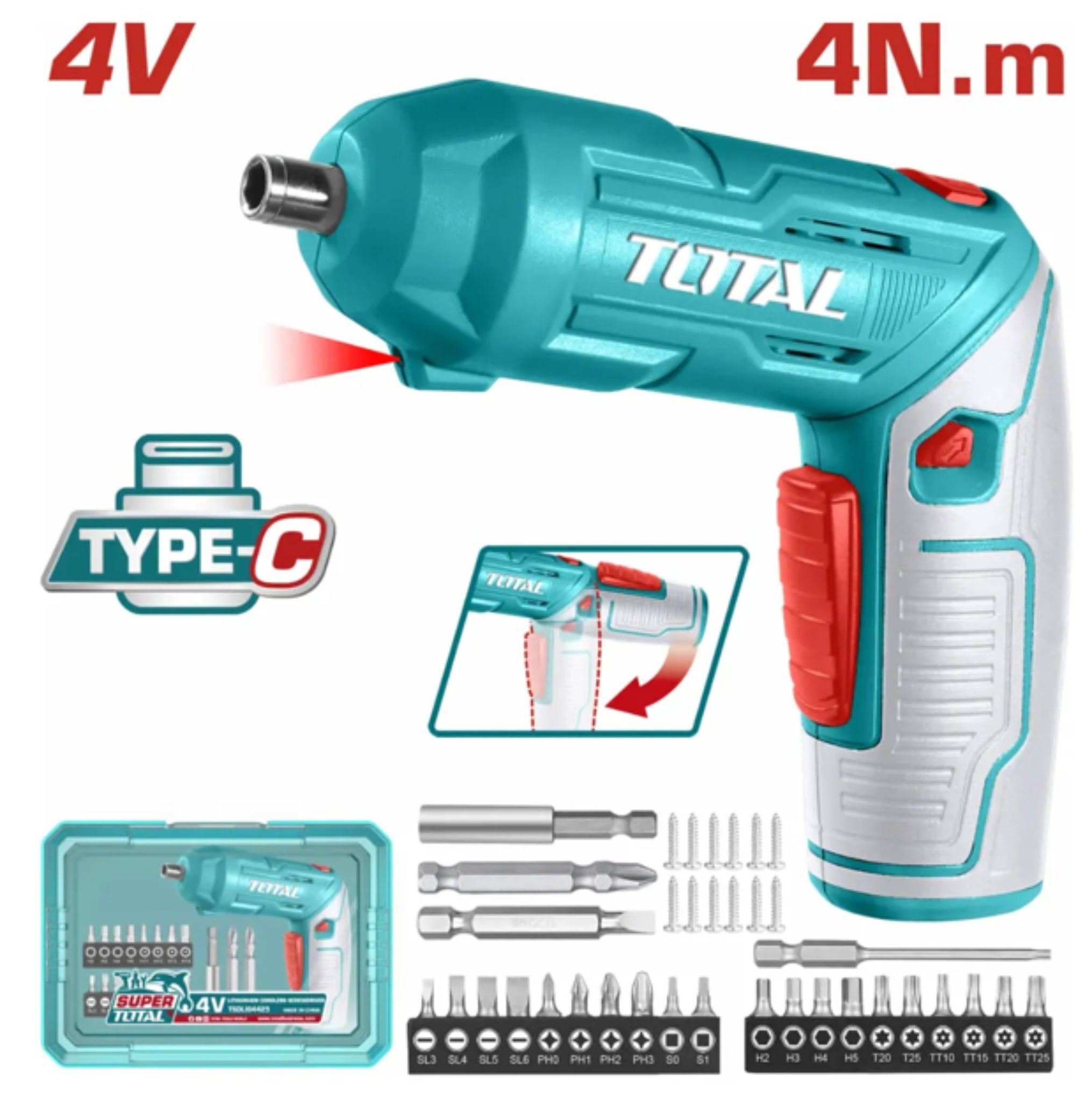 DESTORNILLADOR 4V HEX 14″ 240RPM TORQUE 5NM -TSDLI04062