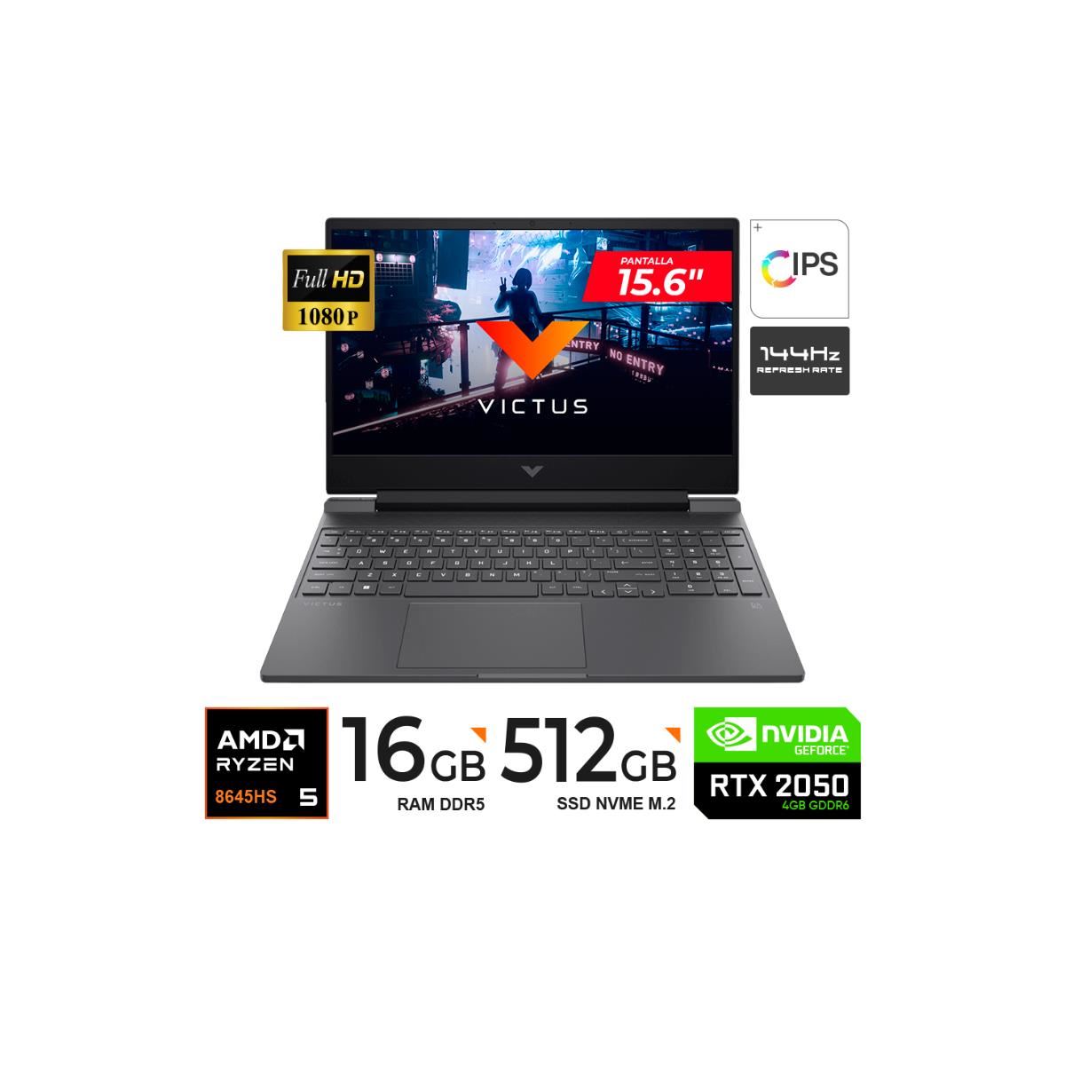 HP Victus Gaming 15.6" FHD 144Hz Ryzen 5 8645HS 16GB DDR5 512GB SSD RTX 2050 4GB FreeDOS
