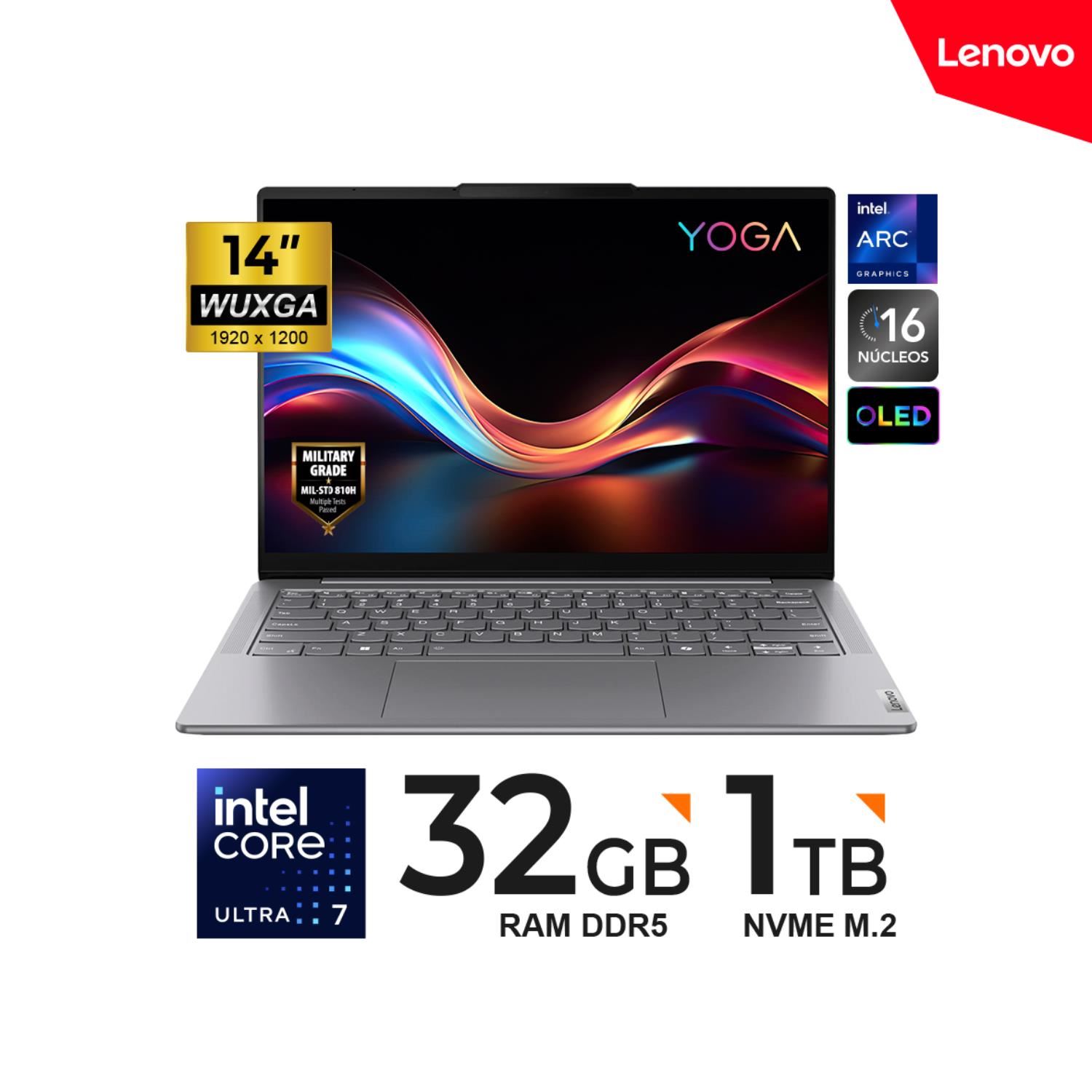 LAPTOP LENOVO YOGA Slim 7 14IMH9 14" WUXGA OLED 1920 x 1200 Core Ultra 7 155H 1.4/4.8GHz | 32GB LPDDR5 | 1TB SSD | Intel® Arc™ Graphic Freedos