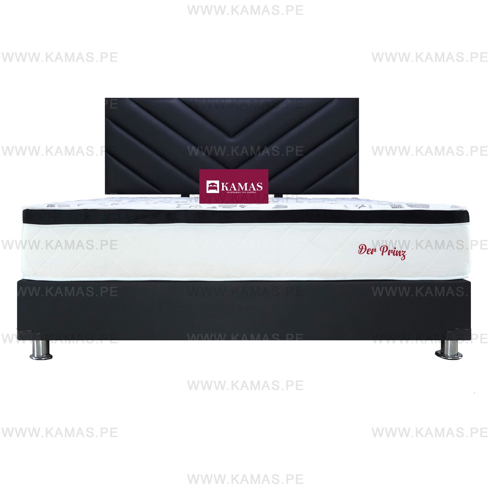 DORMITORIO AMERICANO KING + COLCHÓN KAMAS DER PRINZ + CABECERA AÉREA V - NEGRO