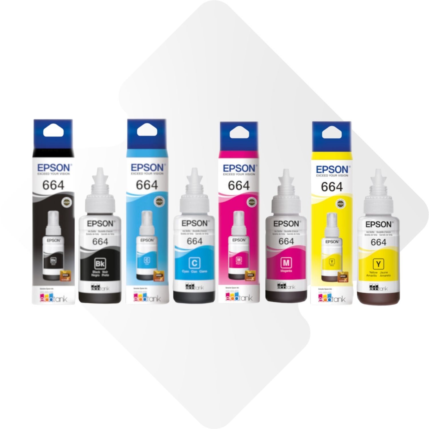 Pack de 4 Tintas Originales Epson T664 Negro y Colores