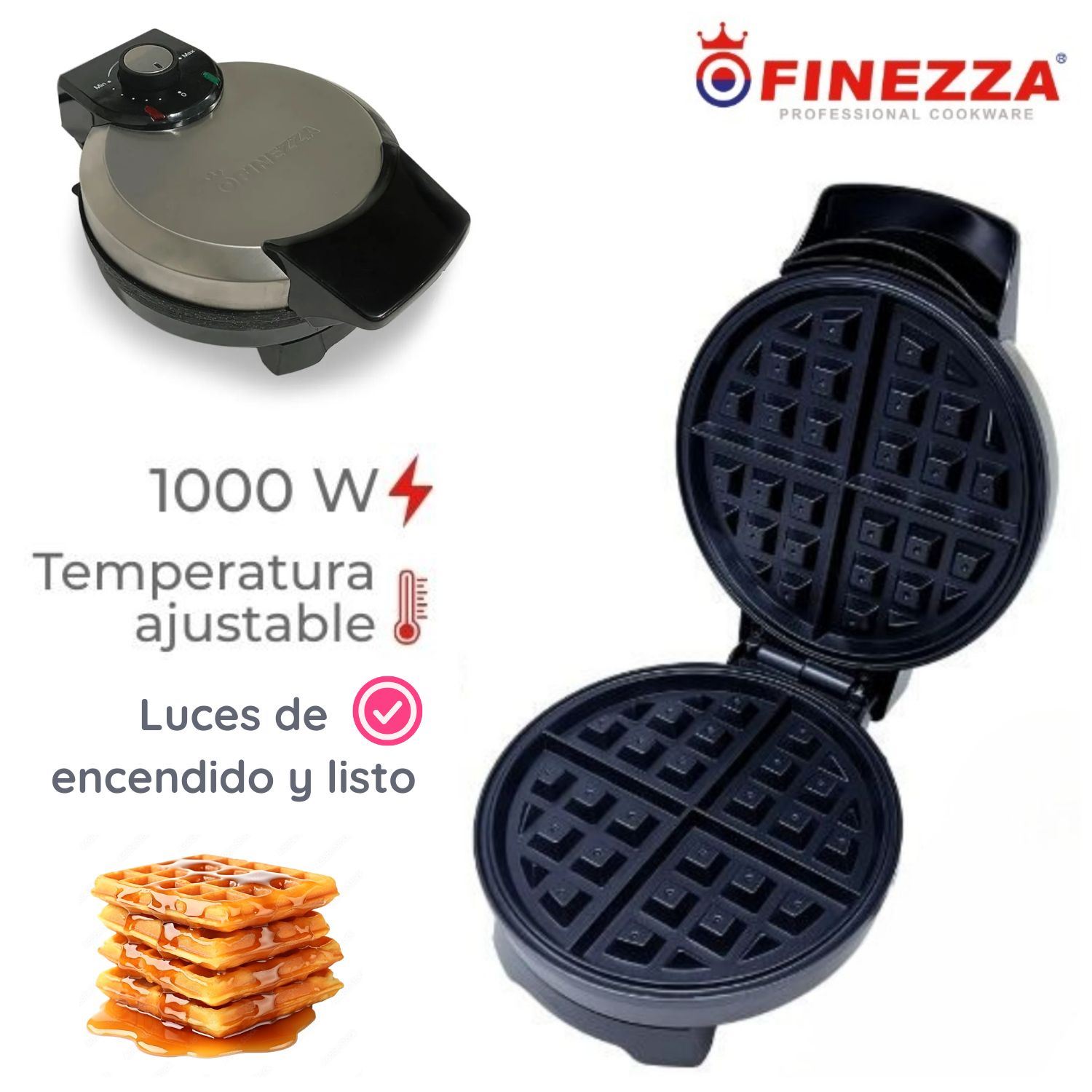 Waflera Finezza FZ-816WR 1000 Watts Negro Antiadherente