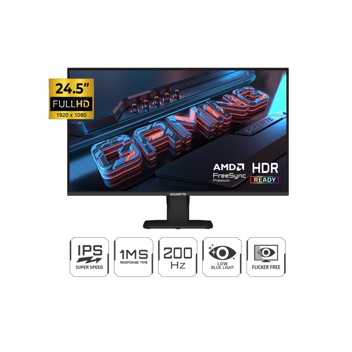 MONITOR GIGABYTE  GS25F2 24.5" IPS 1920 X 1080 1MS 200HZ HDMI DP
