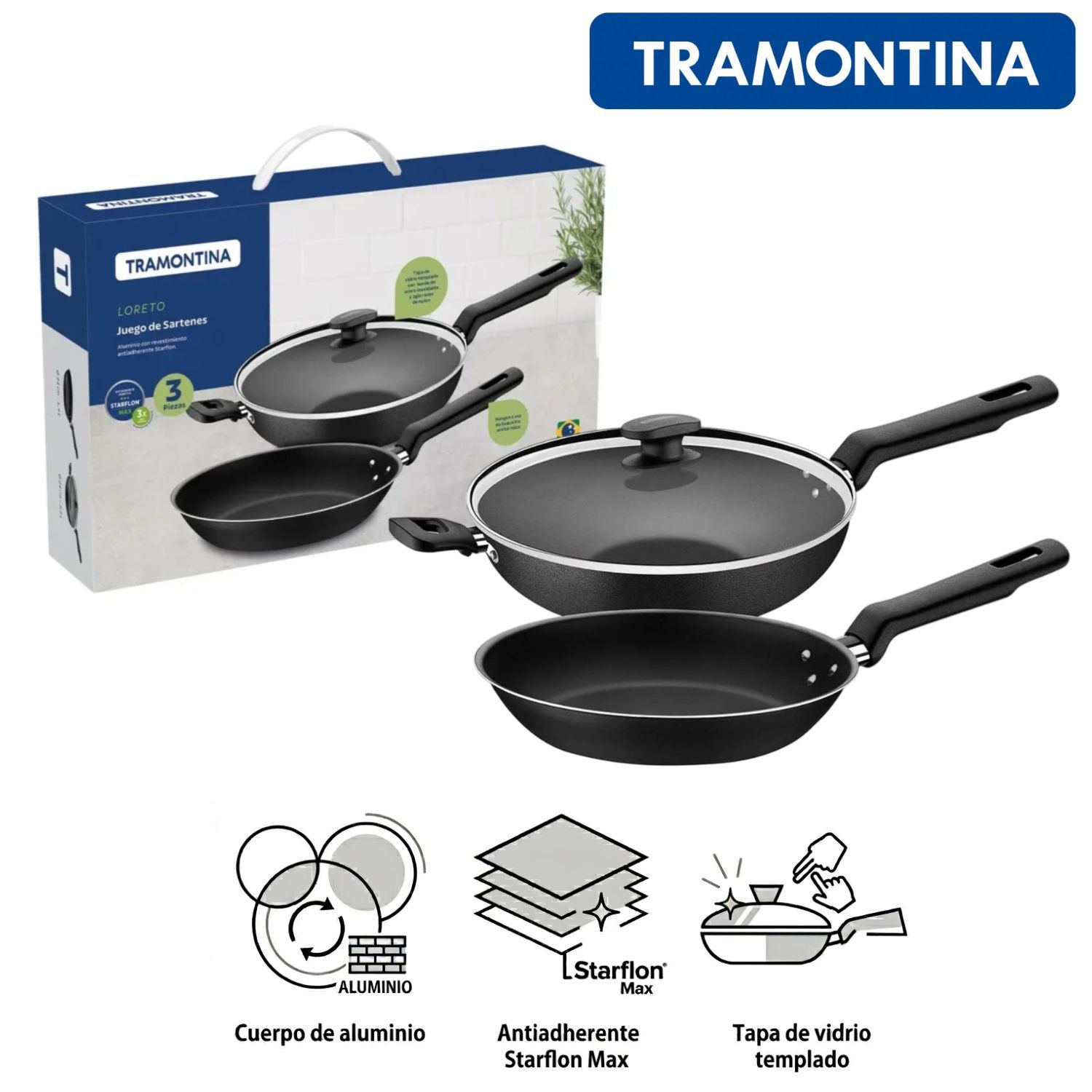 Juego de Sartenes Tramontina Loreto 3 Pzas 27899/503
