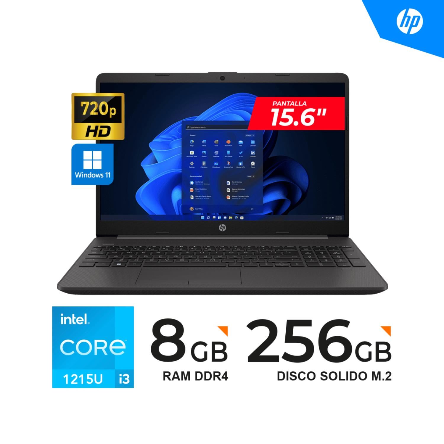 LAPTOP HP 250 G9 15.6″ LED HD Core i3-1215U hasta 4.40GHz 8GB 256GB WINDOWS 11