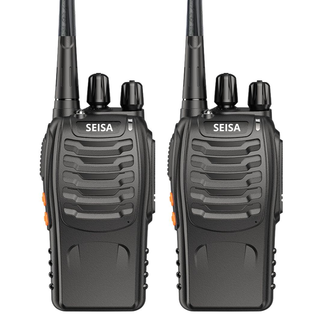Walkie Talkie SEISA UHF 5W 16 Canales Alcance hasta 5 km, VOX, Linterna, FM y CTCSS/DCS (2 Unidades)