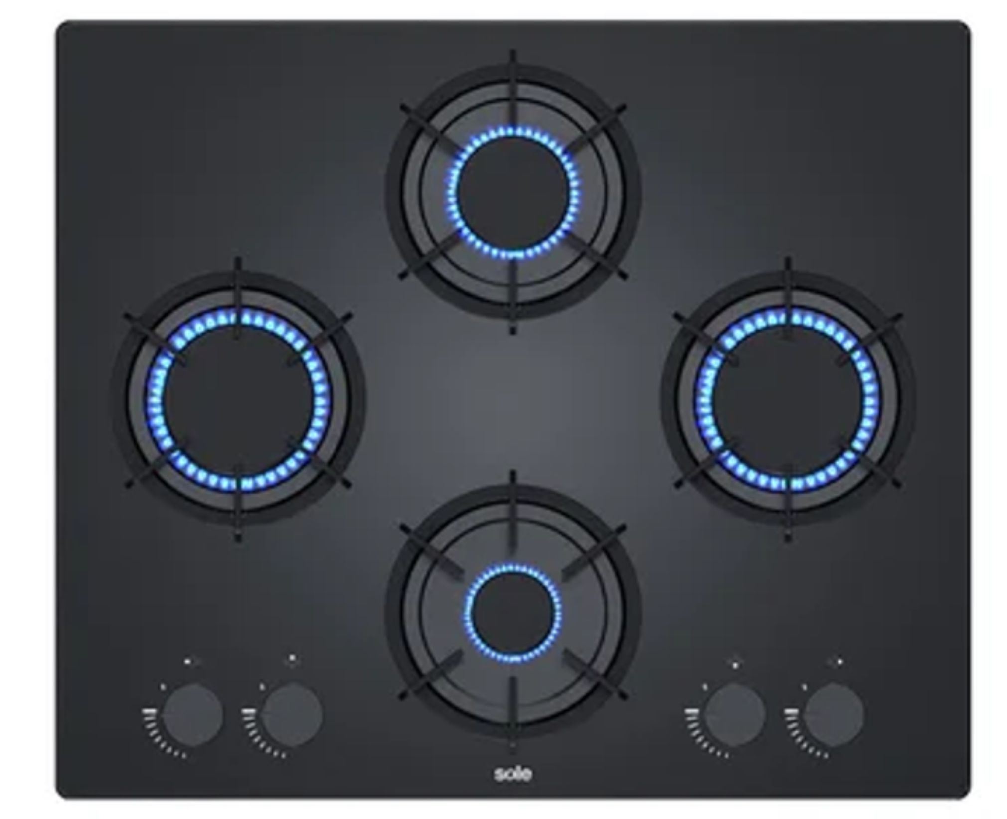 Encimera a Gas Sole Rubí de 60 cm con Vidrio Templado 3120SOLCO078