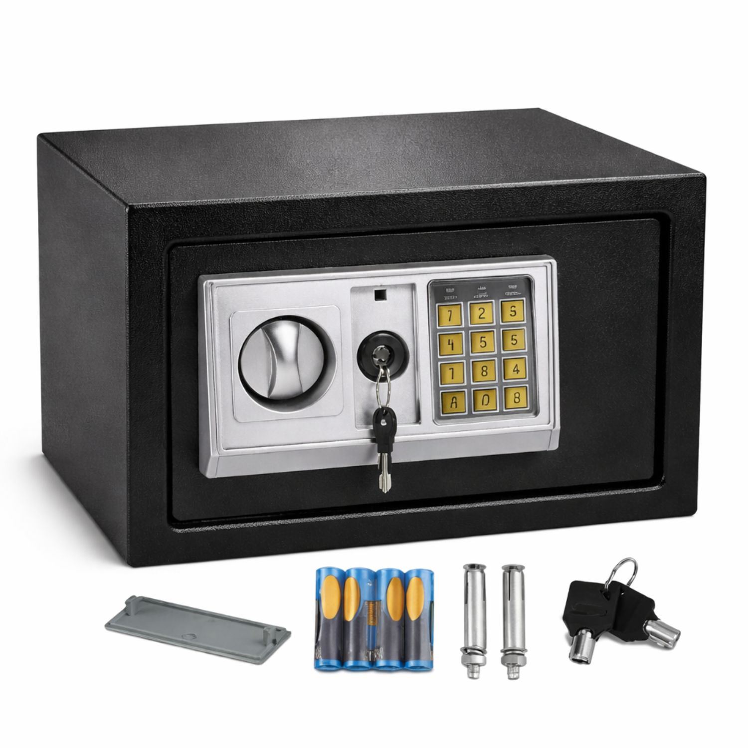 Caja Fuerte de Seguridad 38x30x30 Acero Reforzado Clave y Llave 8 Anclajes Doble Nivel Seguridad Hogar Oficina