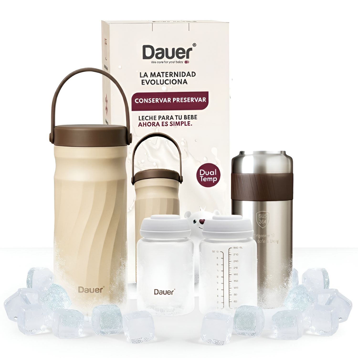 Cooler Portatil Dual Temp Dauer Enfriador de Leche Materna y Termo Multifuncional 24h de Acero Inox