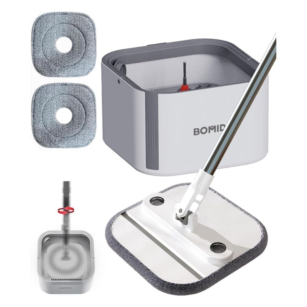 Trapeador Giratorio Microfibra 3 en 1 Bomidi M20 Blanco