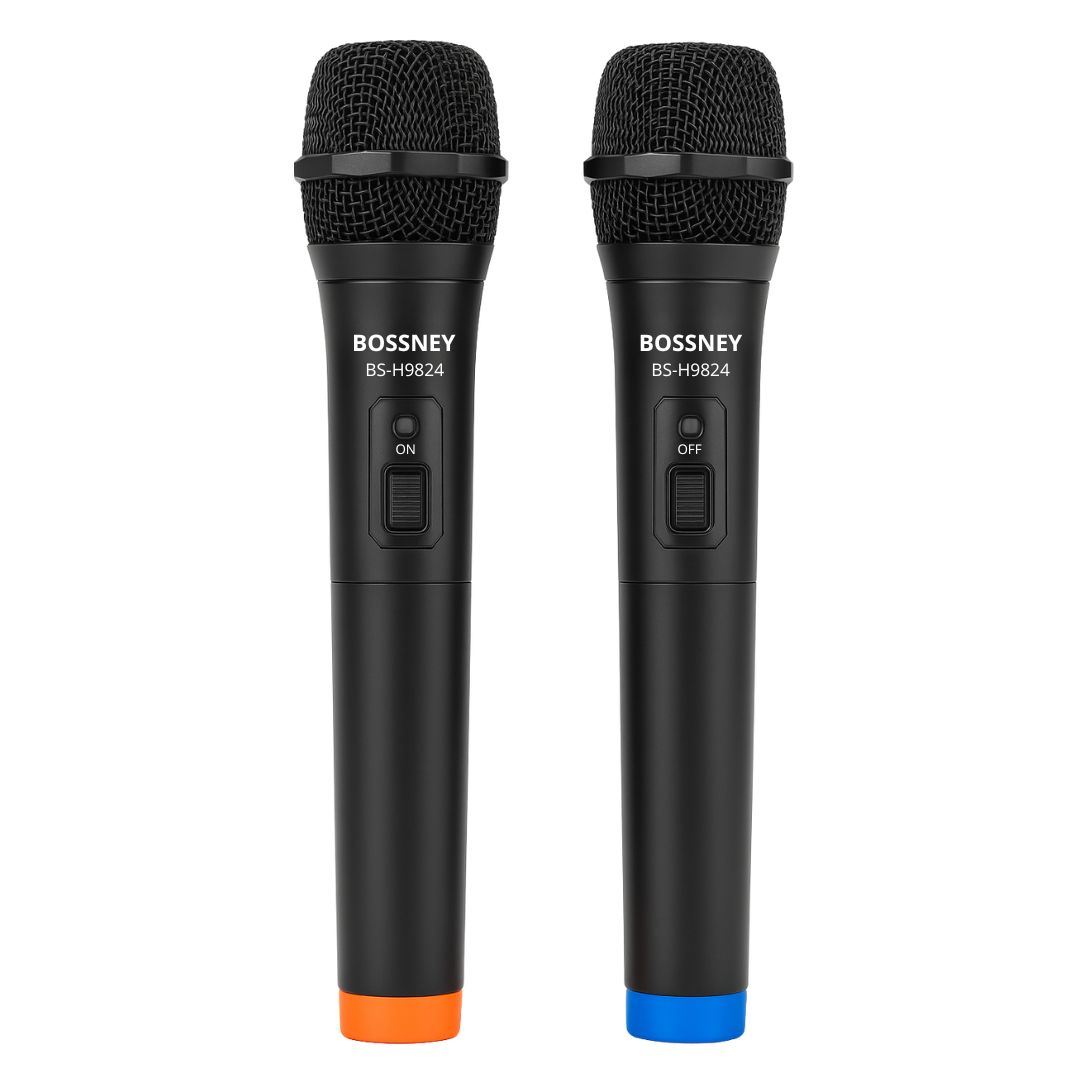 Micrófonos Inalámbricos UHF Profesionales Bossney Doble Pack con Receptor Recargable y Sonido Nítido
