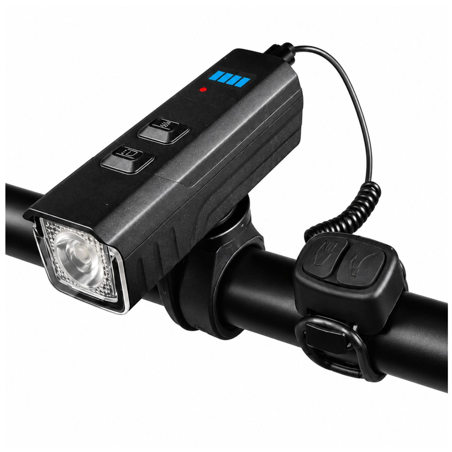 Luz Delantera Bicicleta 1000LM Recargable USB Tipo C Con Claxón 120dB Y Control Remoto